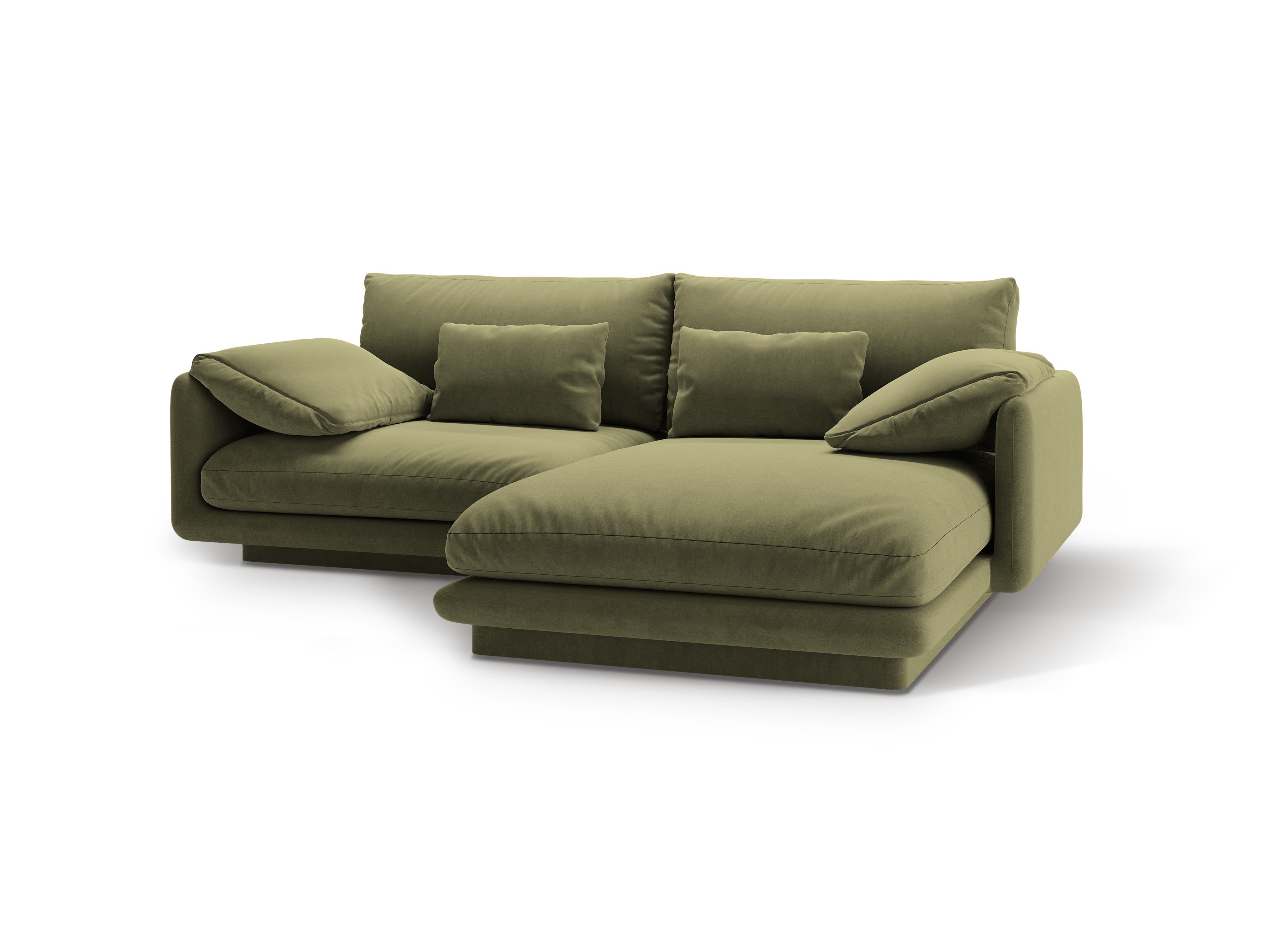 Velvet corner 3-person right-sided Torino light green