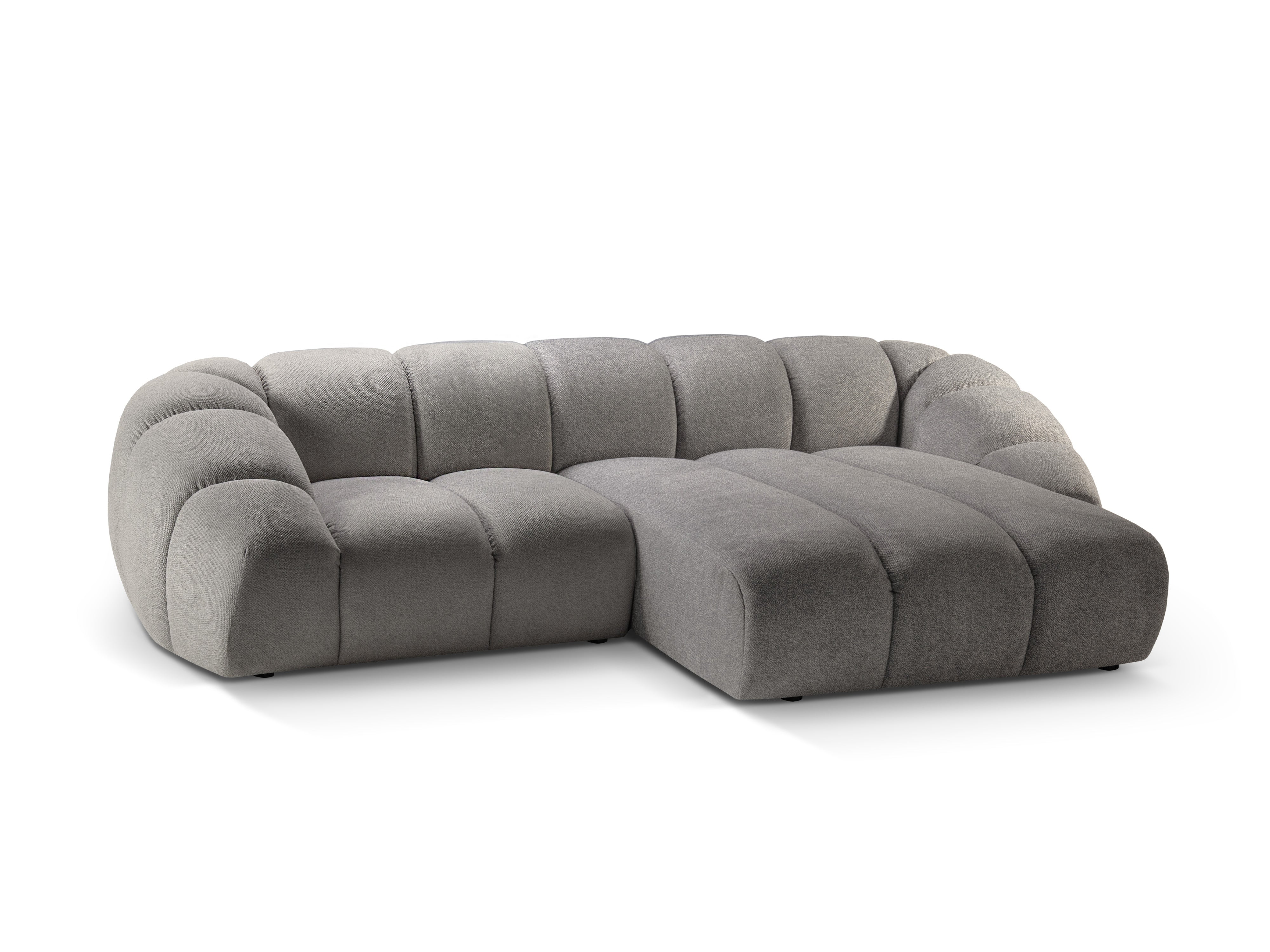 Dreisitzer-Ecksofa rechts DIANA hellgrau Chenille