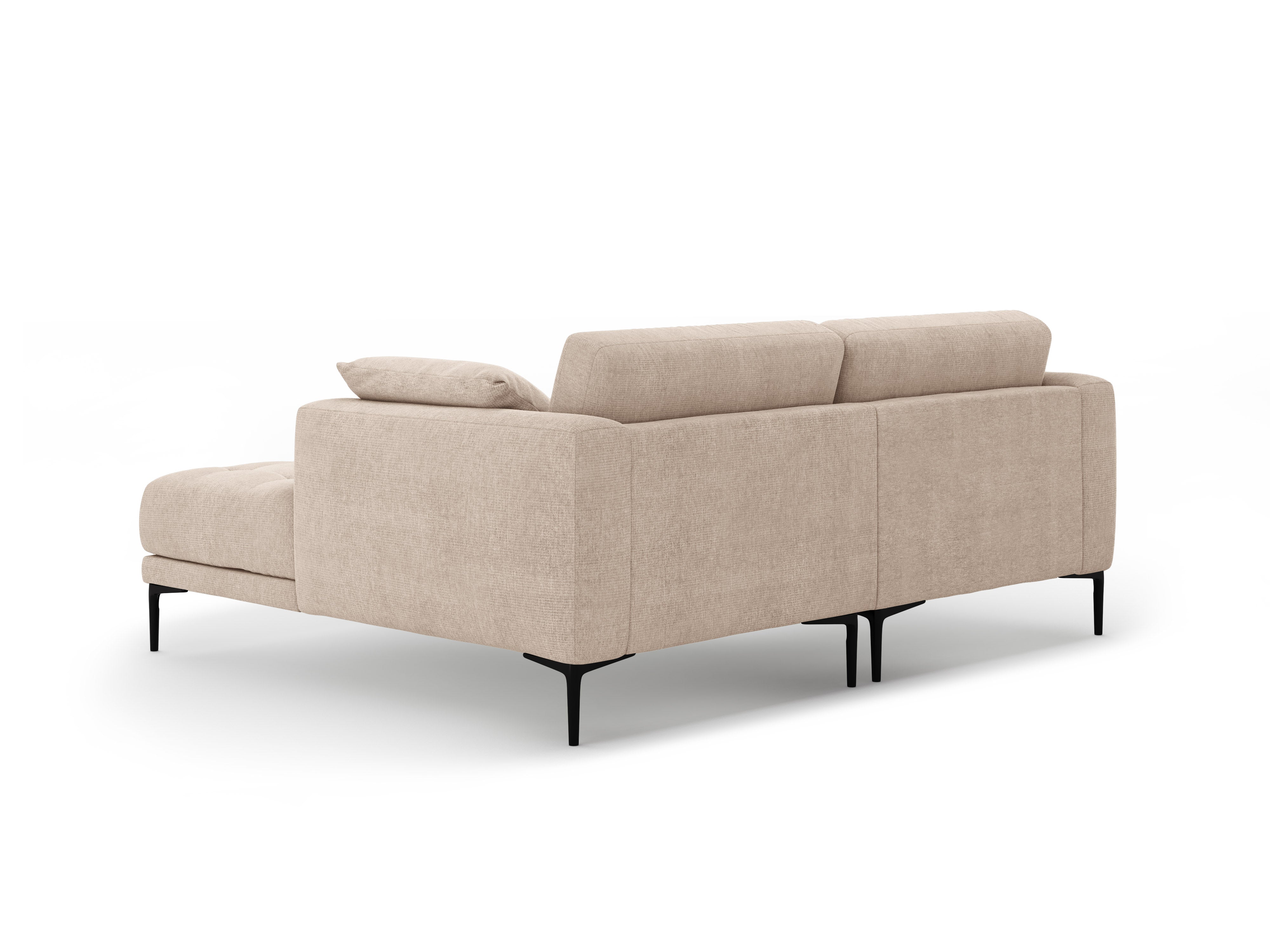 Rechtsseitiges Ecksofa BEMY in sandfarbenem Chenille