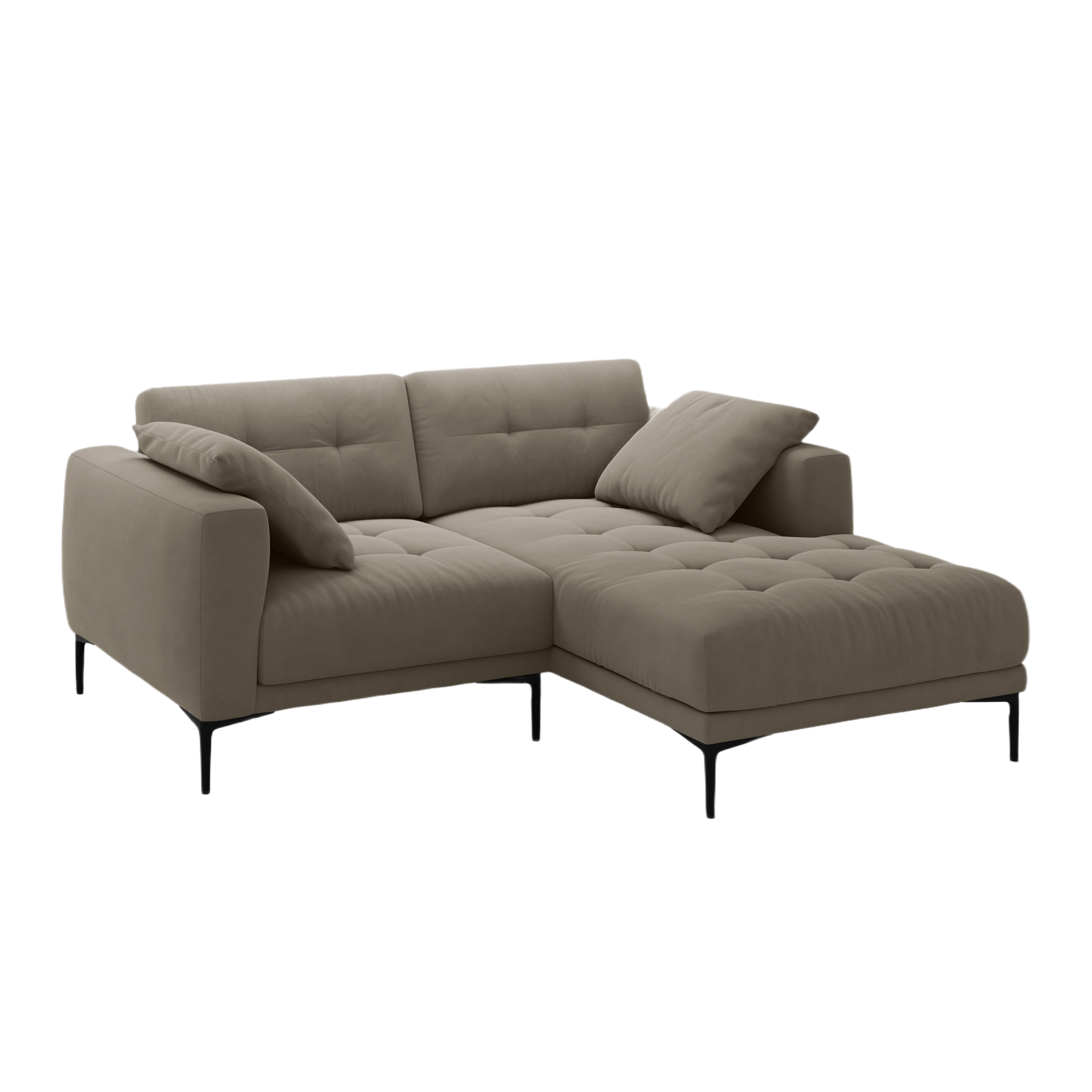 Sofa rechteckig, samtig BEMY, grau-braun
