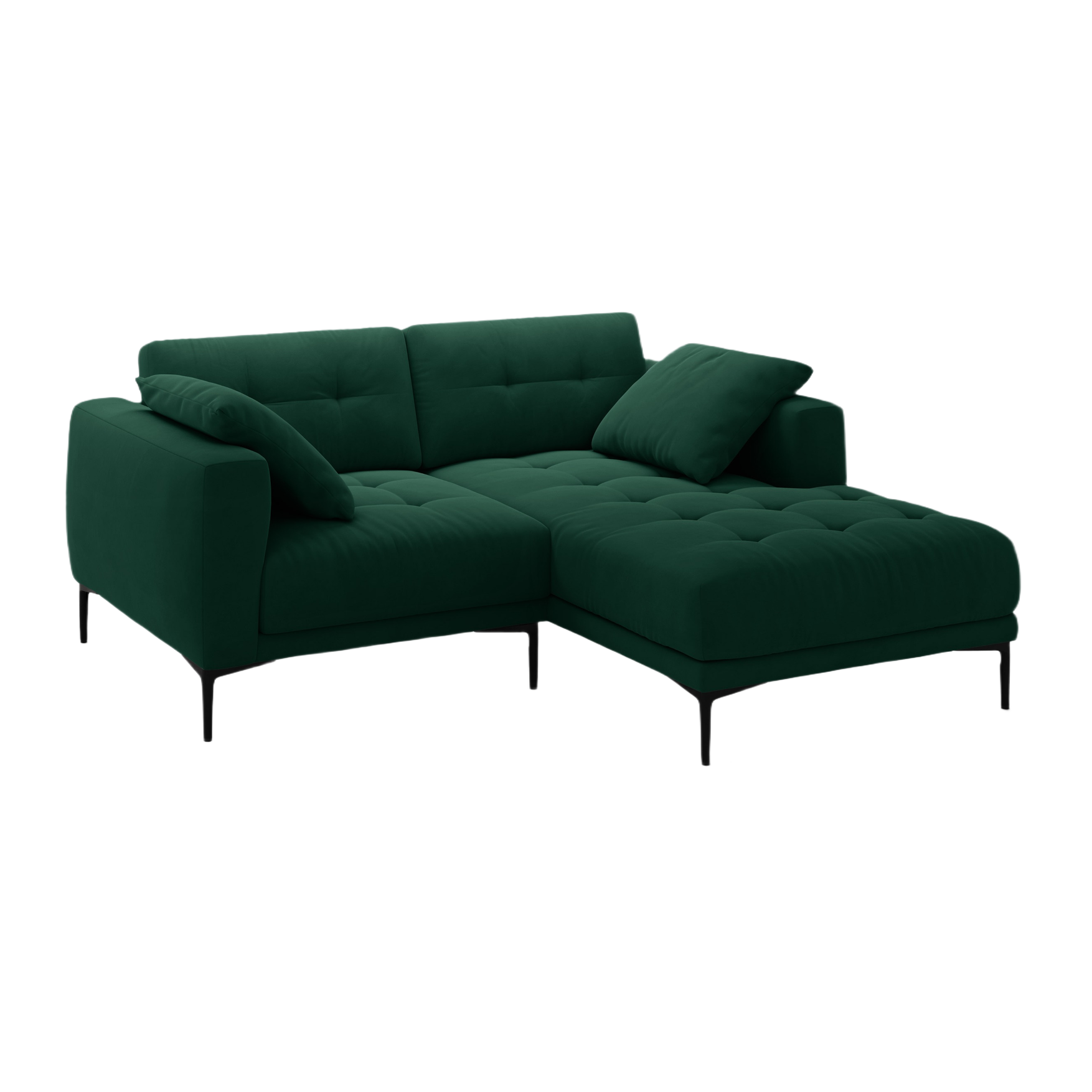 Sofa rechteckig, samtig, BEMY, flaschengrün