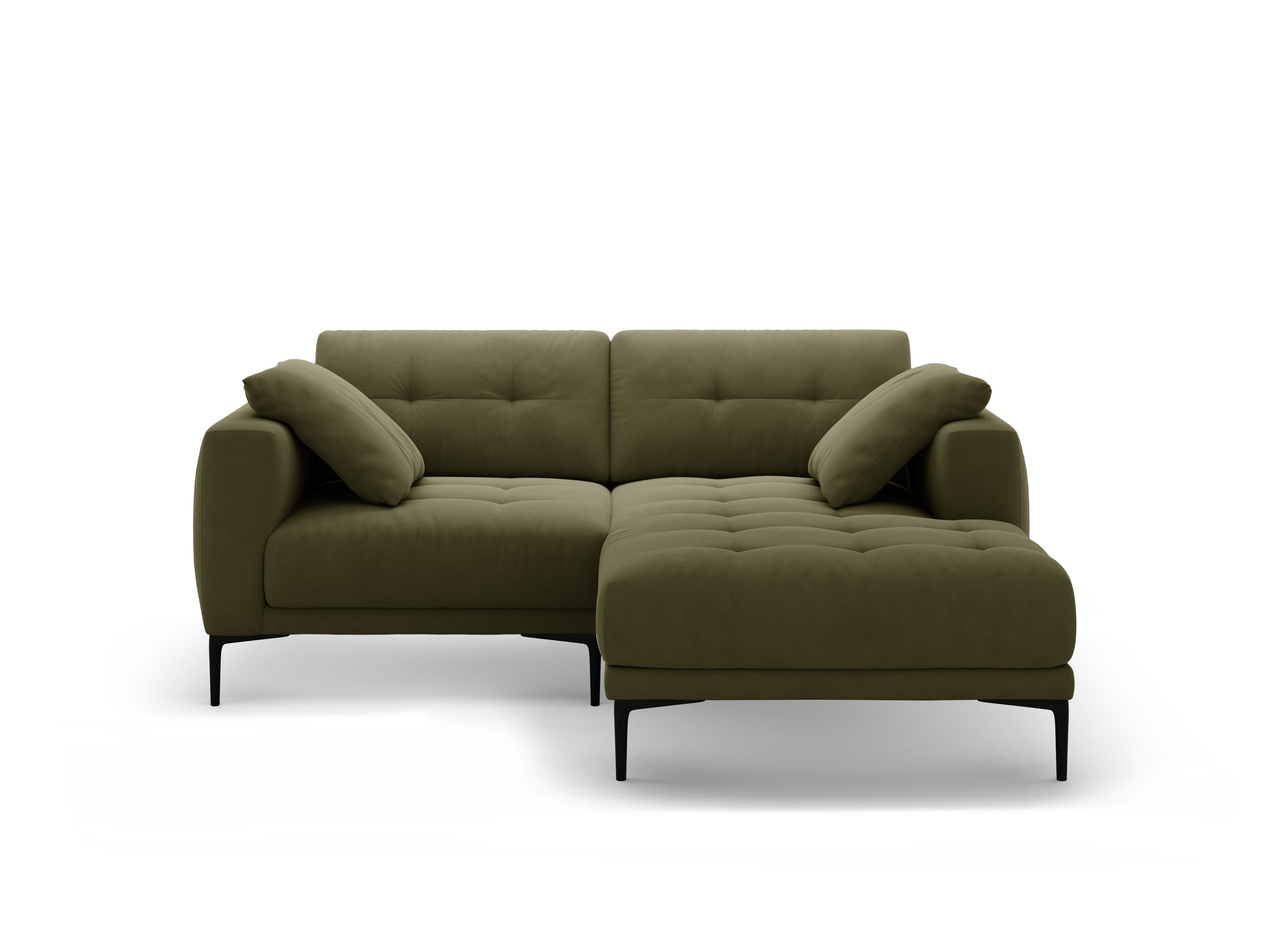 Right-facing velvet corner sofa BEMY green