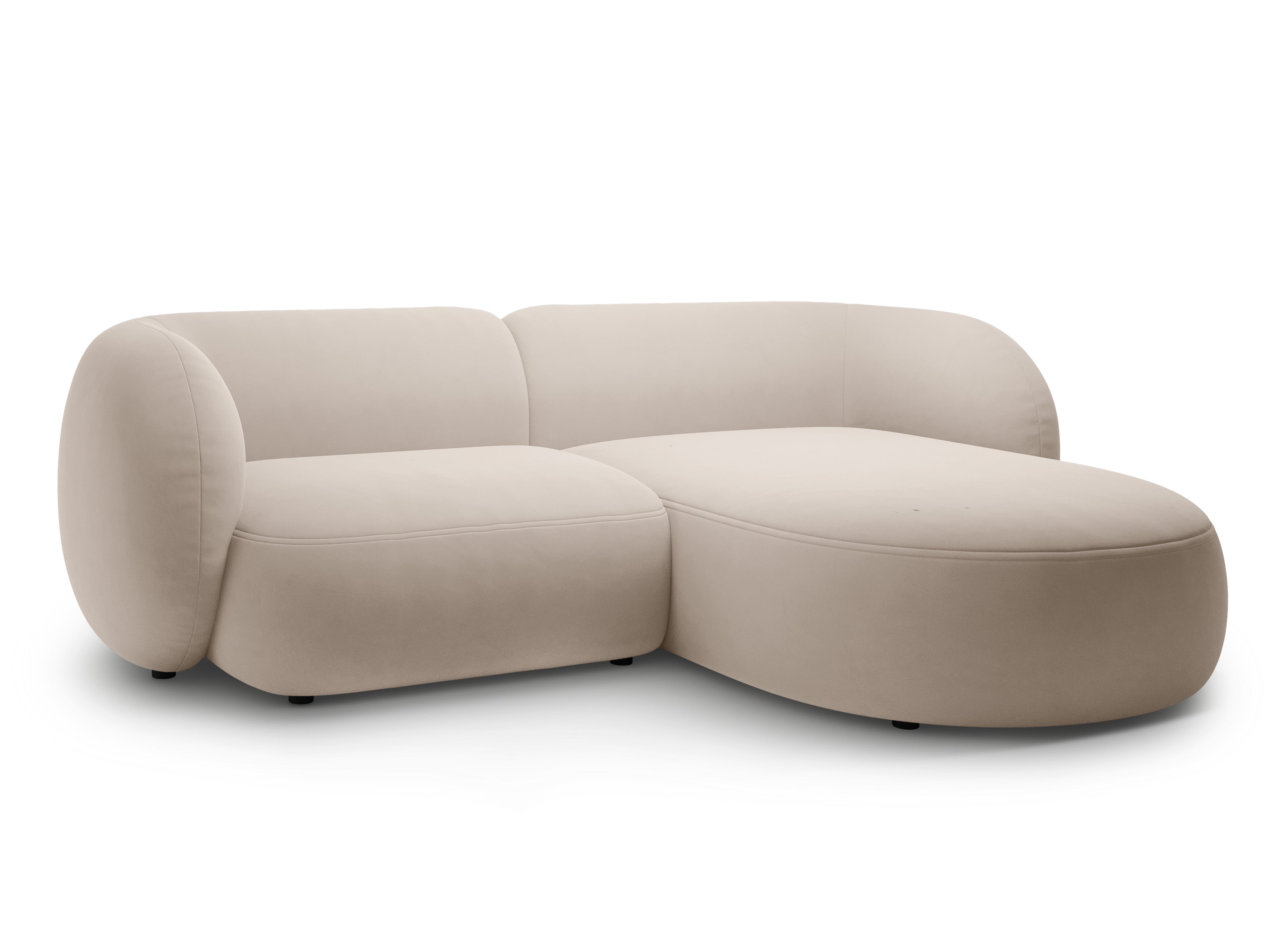 Samt-Ecksofa rechtsseitig 2-sitzig KATE beige