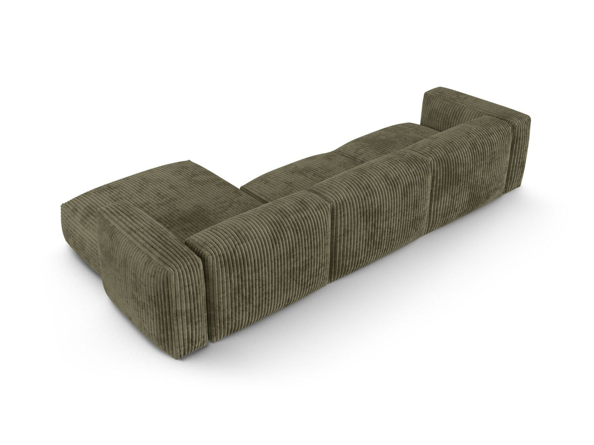 Narożnik prawostronny 3-osobowy XL MARTINA oliwkowy zielony sztruks – detal tkaniny