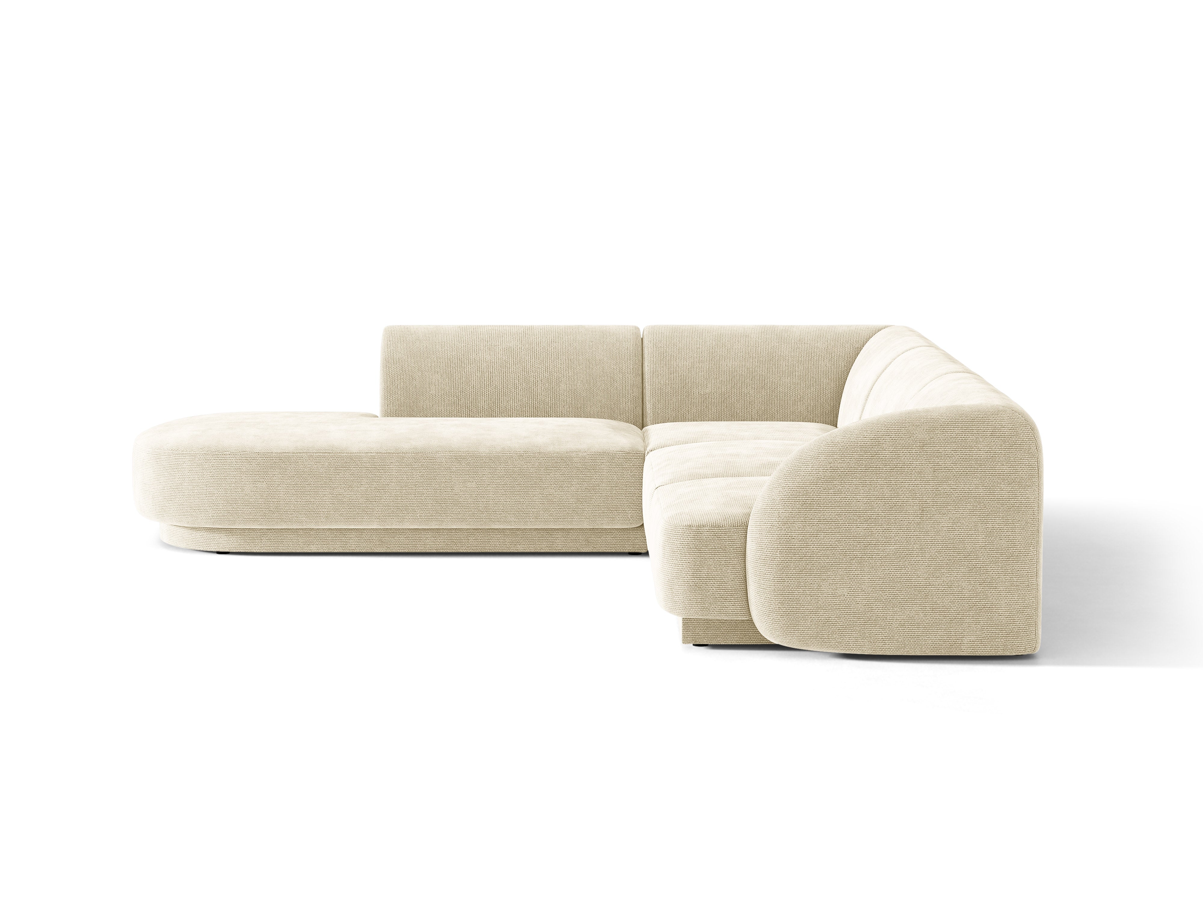 6-seater left-facing corner sofa MILEY light beige silky chenille
