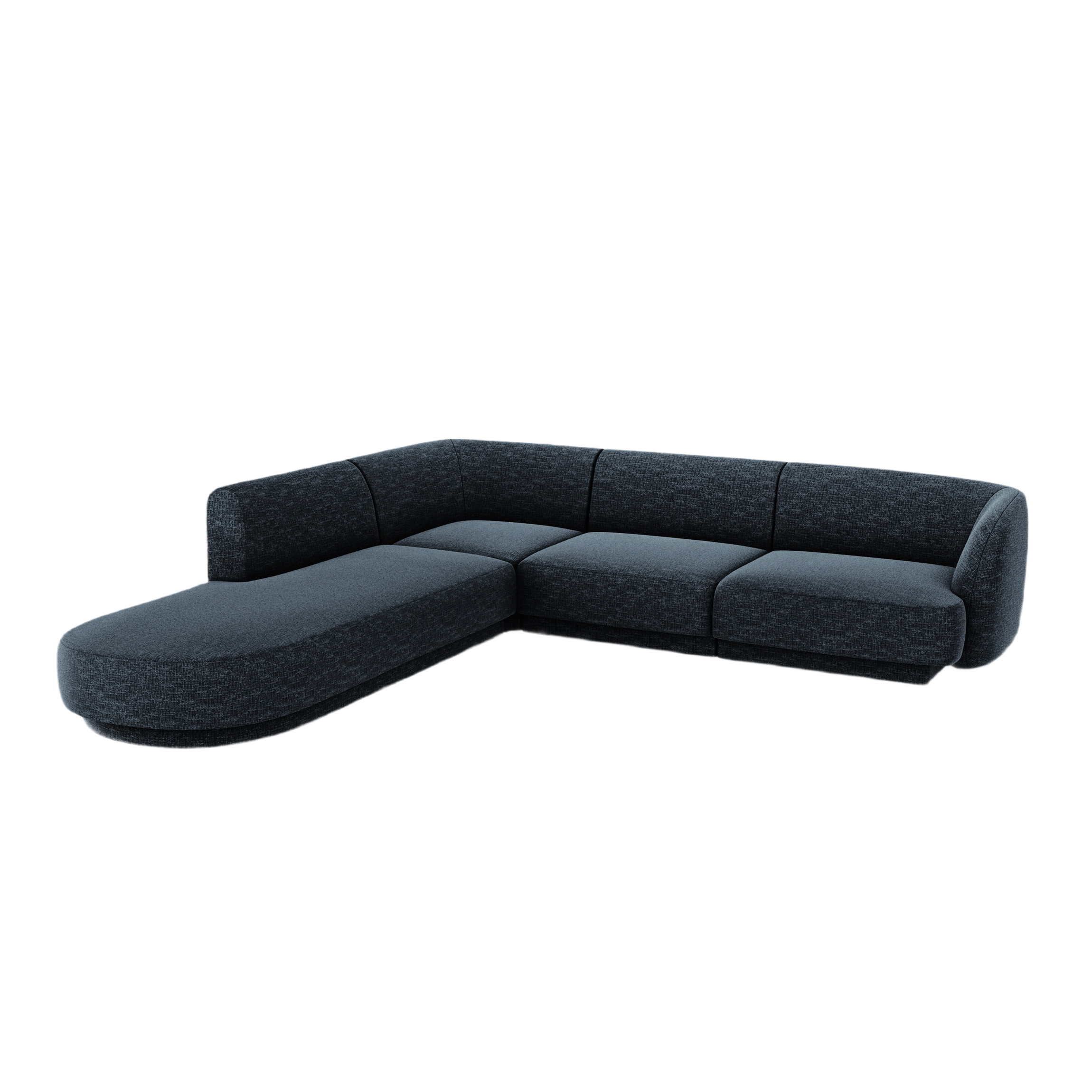 6-sitziges linksseitiges Ecksofa MILEY in samtigem Marineblau