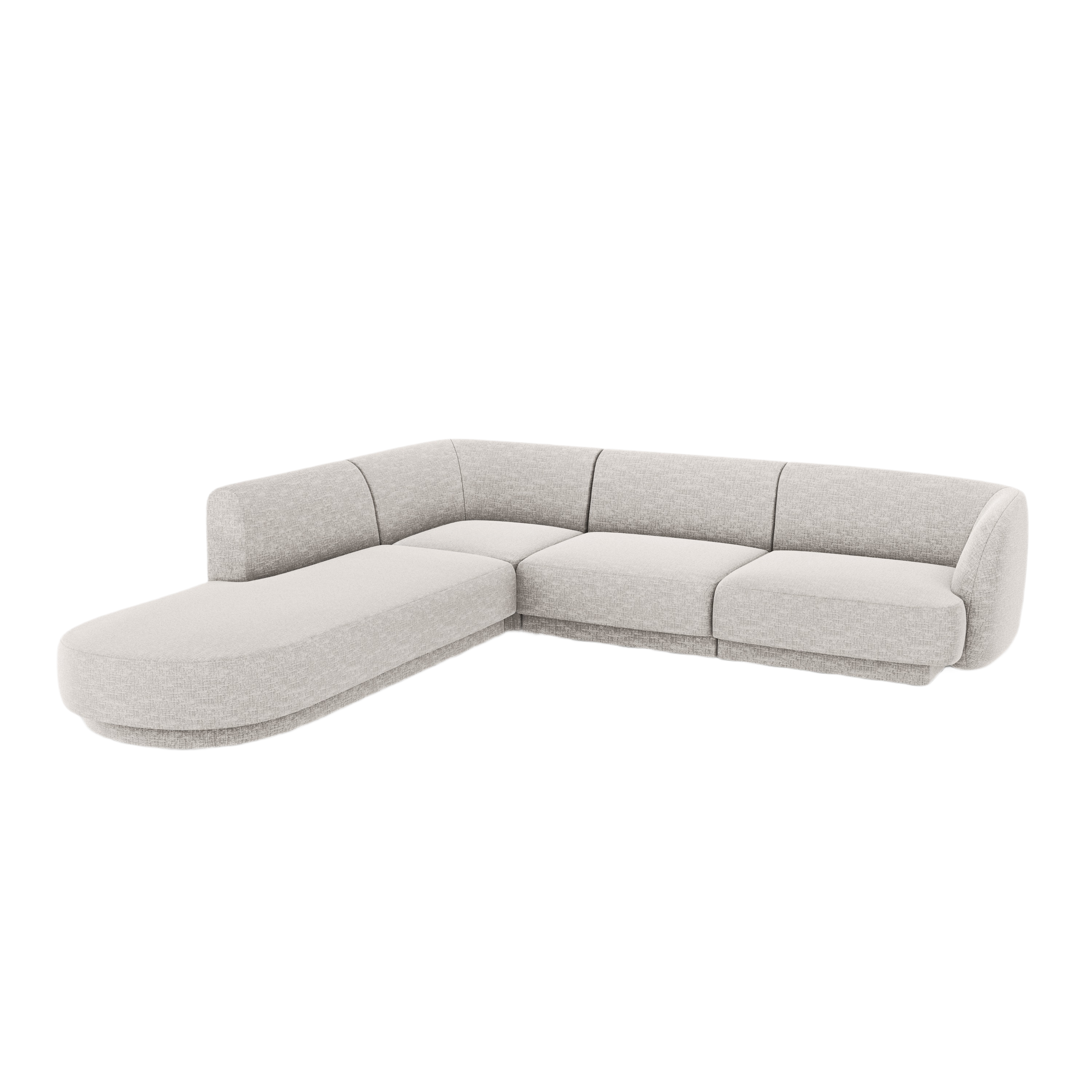6-sitzige linke Eckcouch MILEY hellgraues, seidiges Chenille