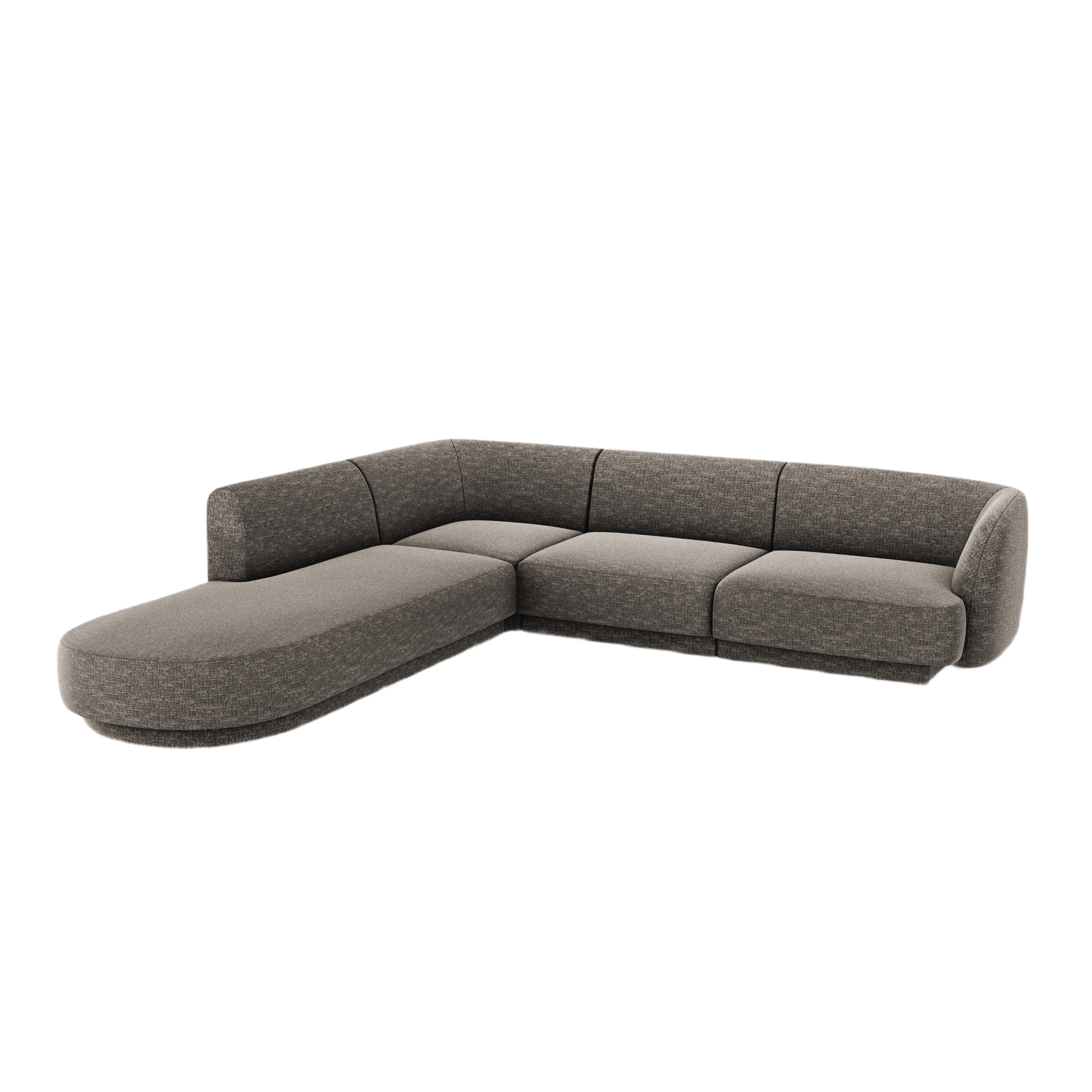 6-sitziges linksseitiges Ecksofa MILEY graues Chenille seidig