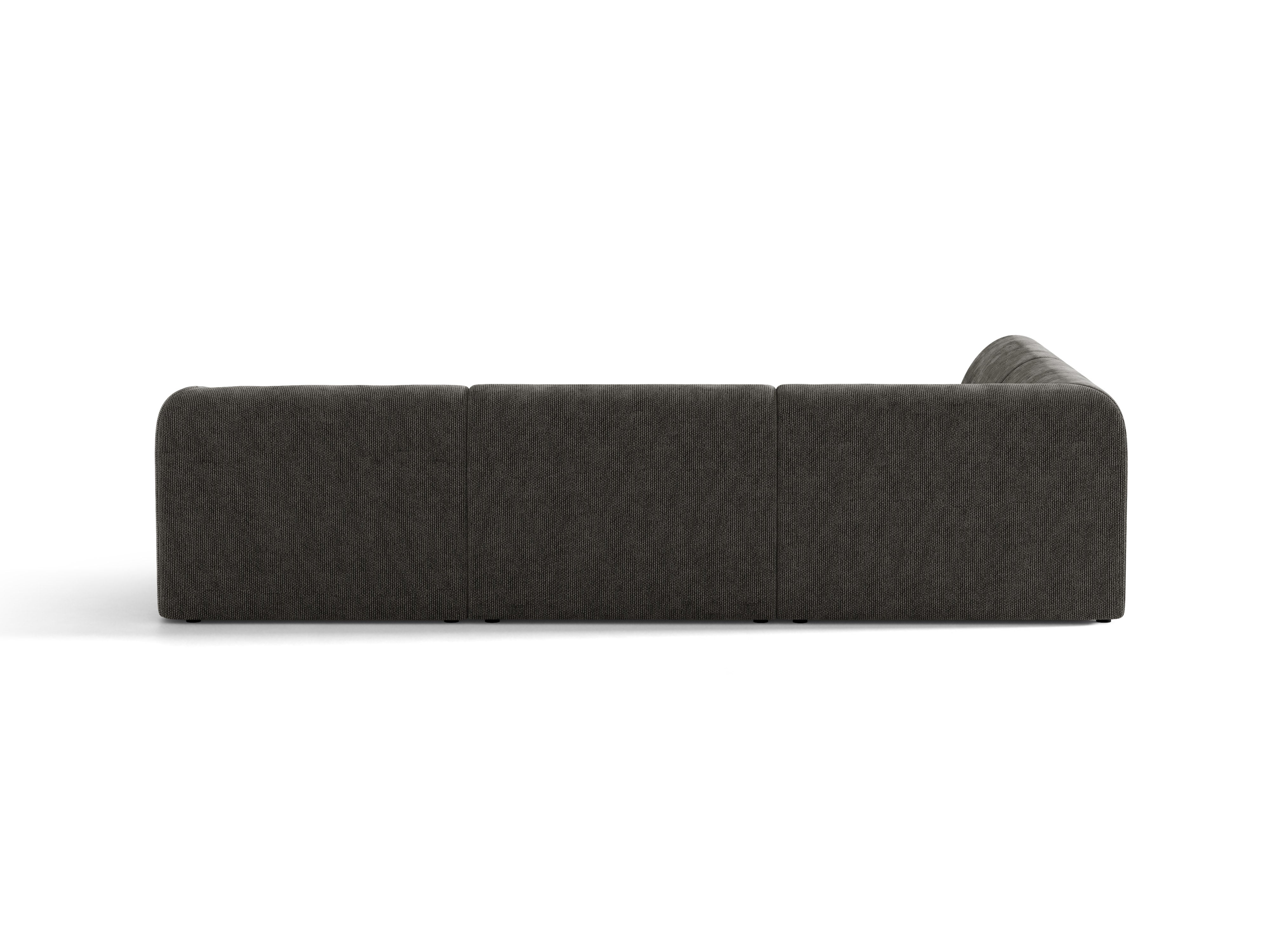 6-seater left-facing corner sofa MILEY in silky gray chenille