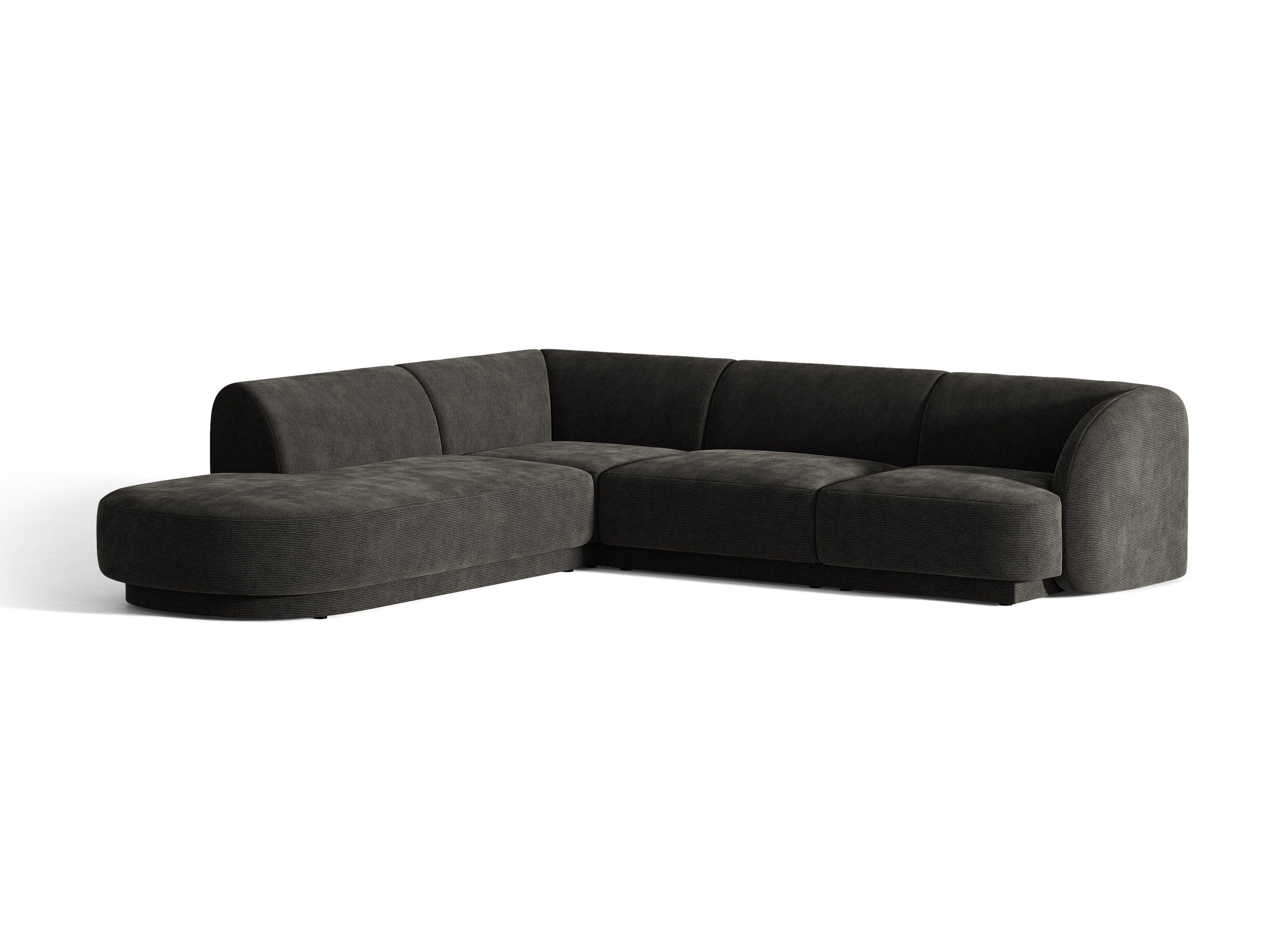 Narożnik lewostronny 6-osobowy MILEY czarny szenil – sofa narożna