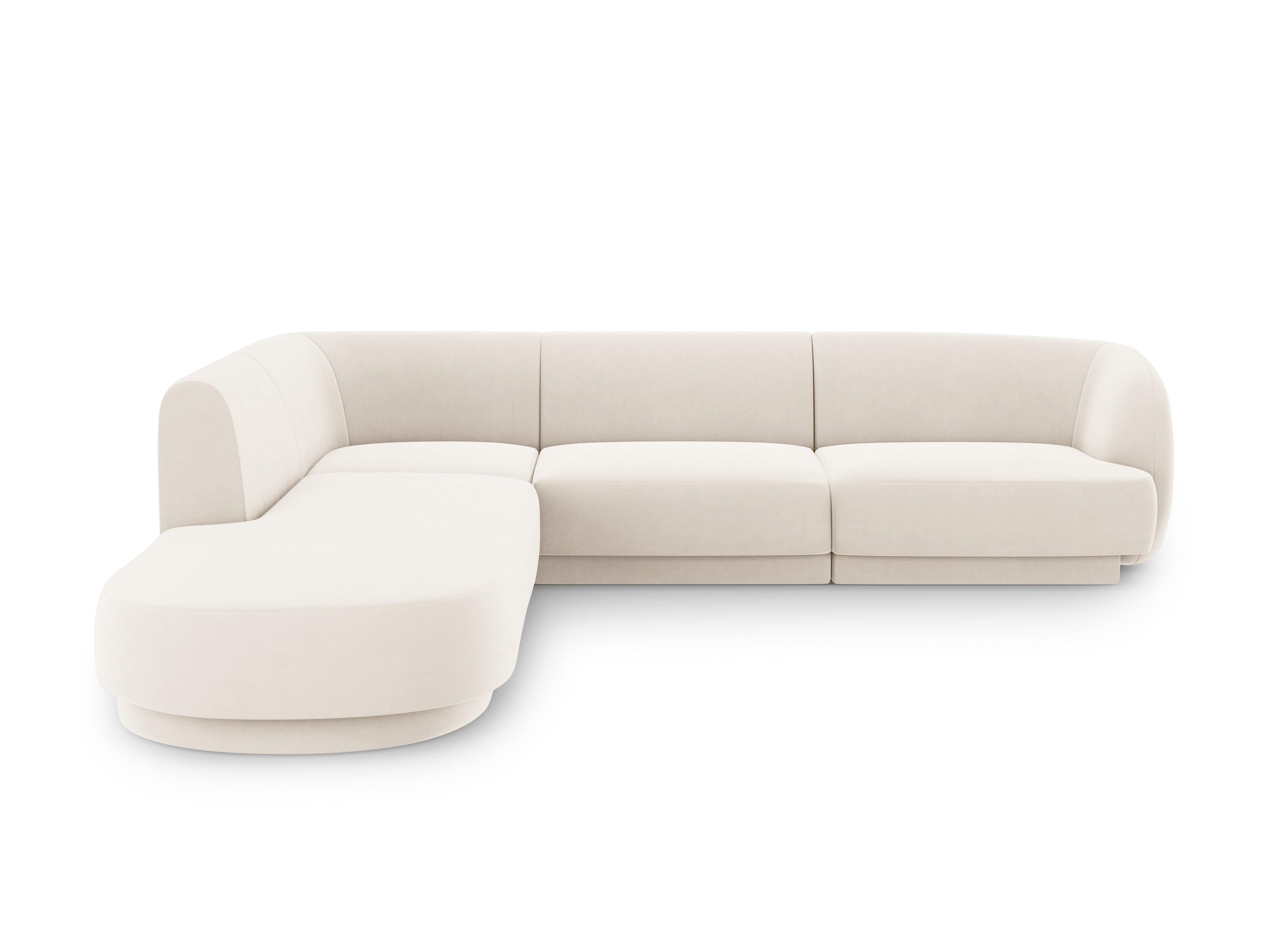 Narożnik aksamitny 6-osobowy lewostronny MILEY beżowy Micadoni Eye on Design