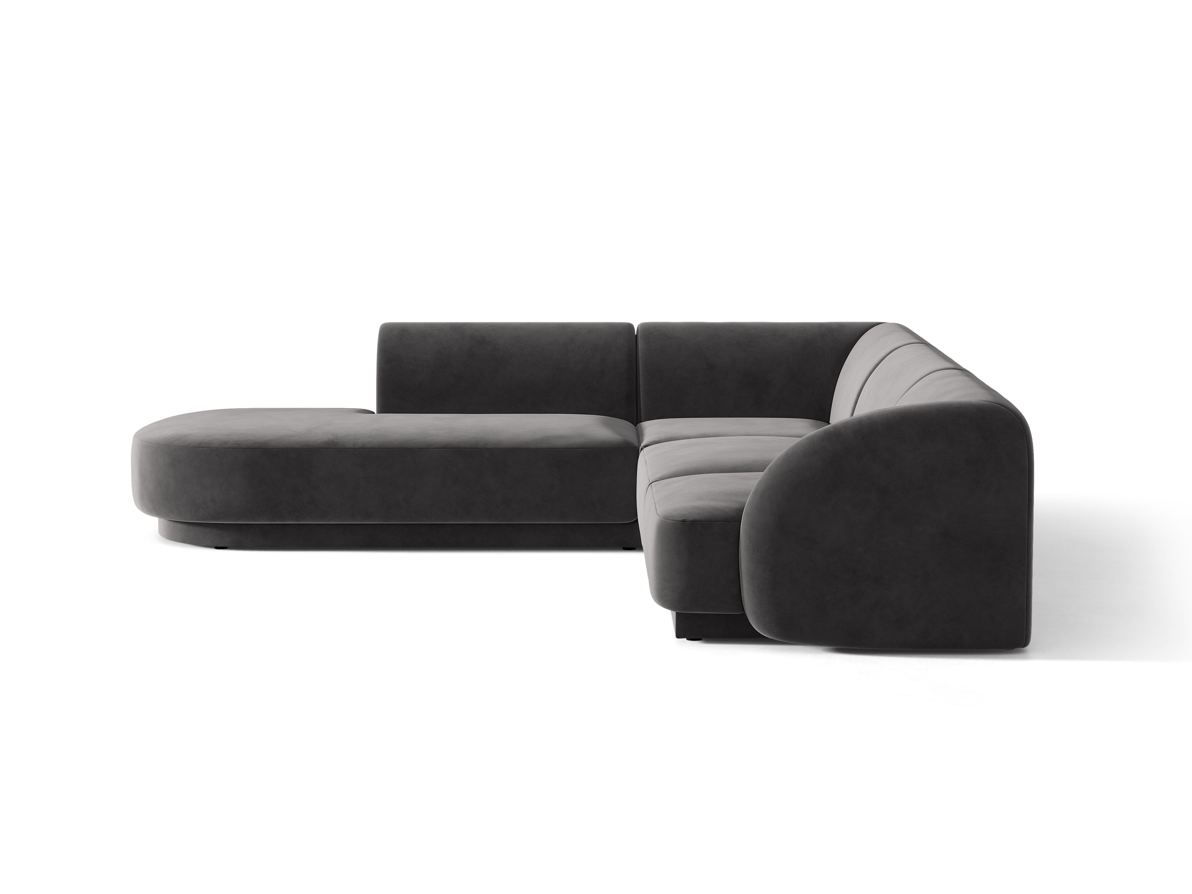 Narożnik aksamitny 6-osobowy lewostronny MILEY ciemnoszary – sofa narożna