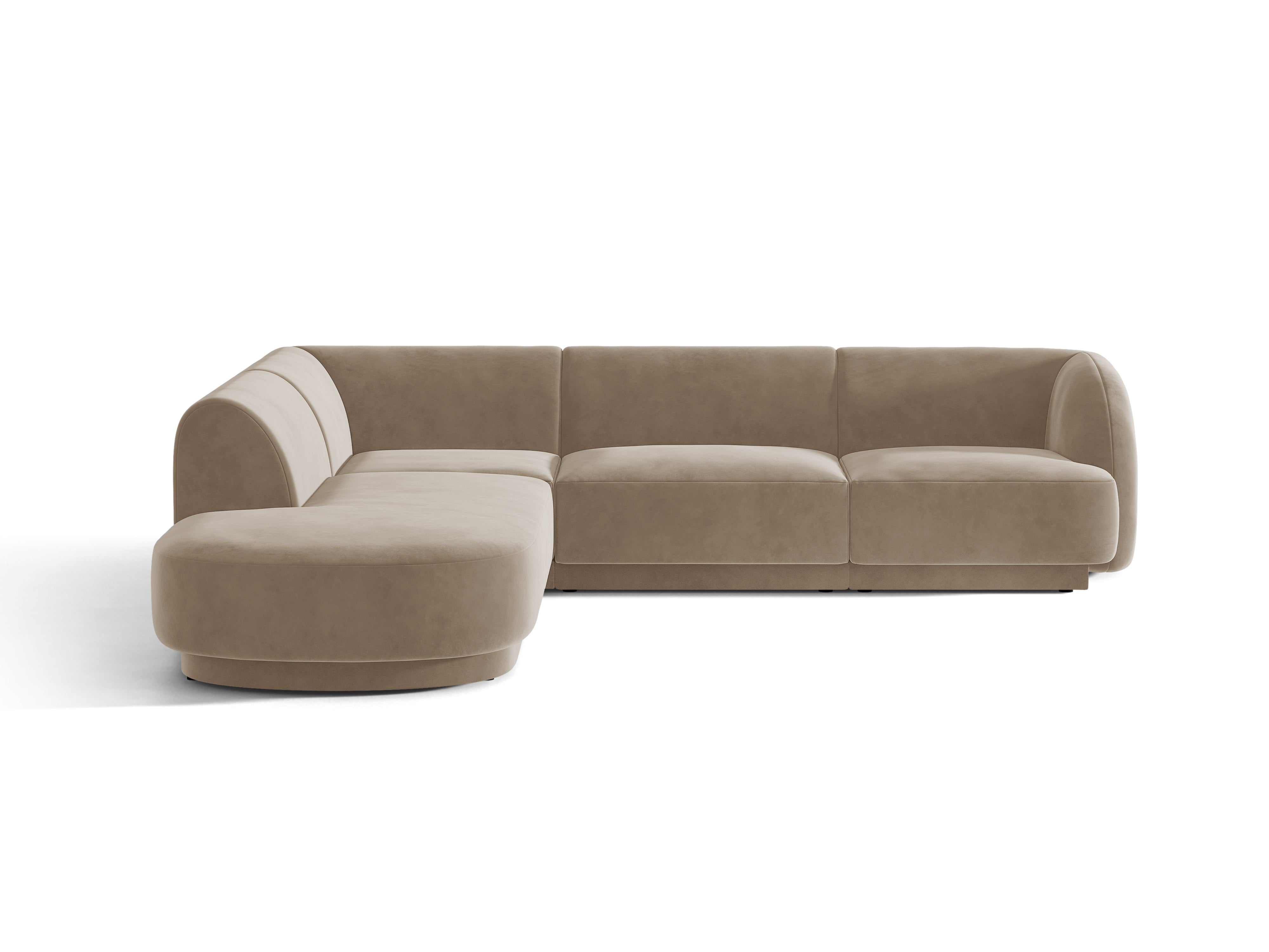Velvet corner sofa for 6 people, left-sided MILEY cappuccino