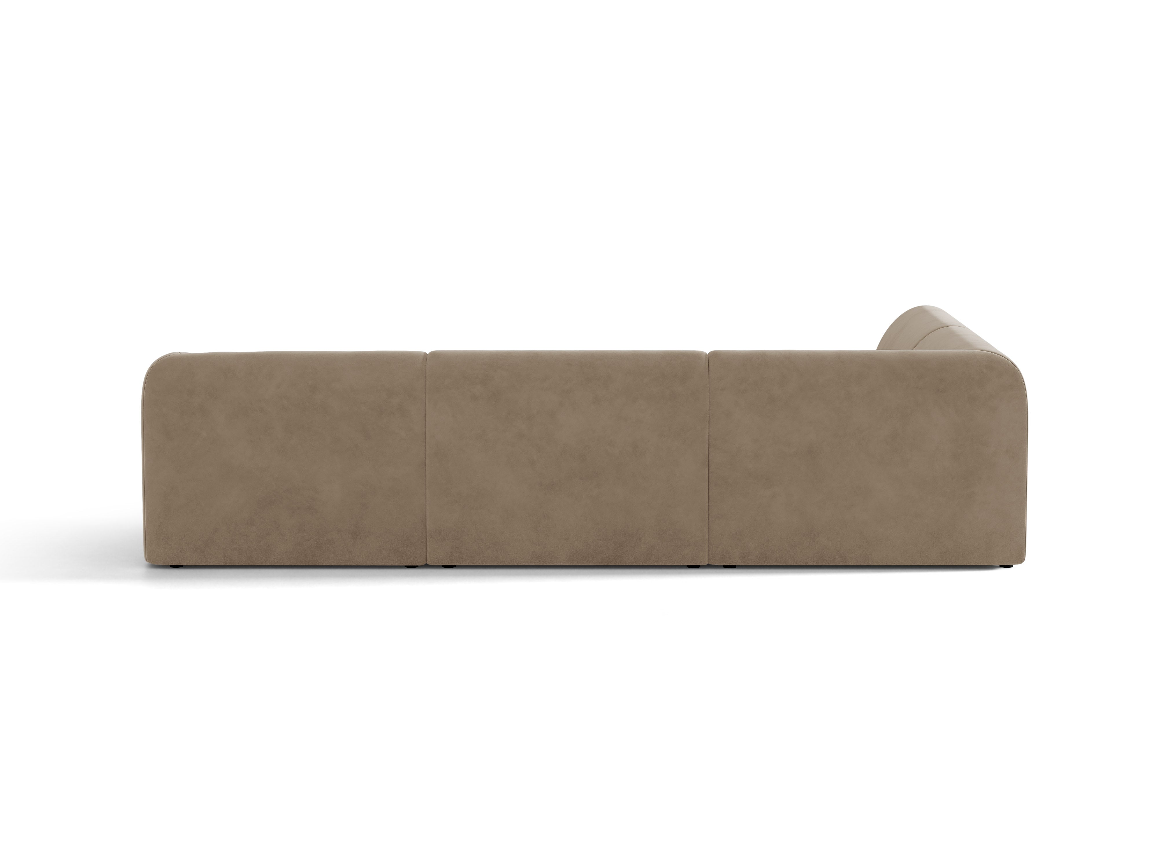 Velvet corner sofa for 6 people, left-sided MILEY cappuccino