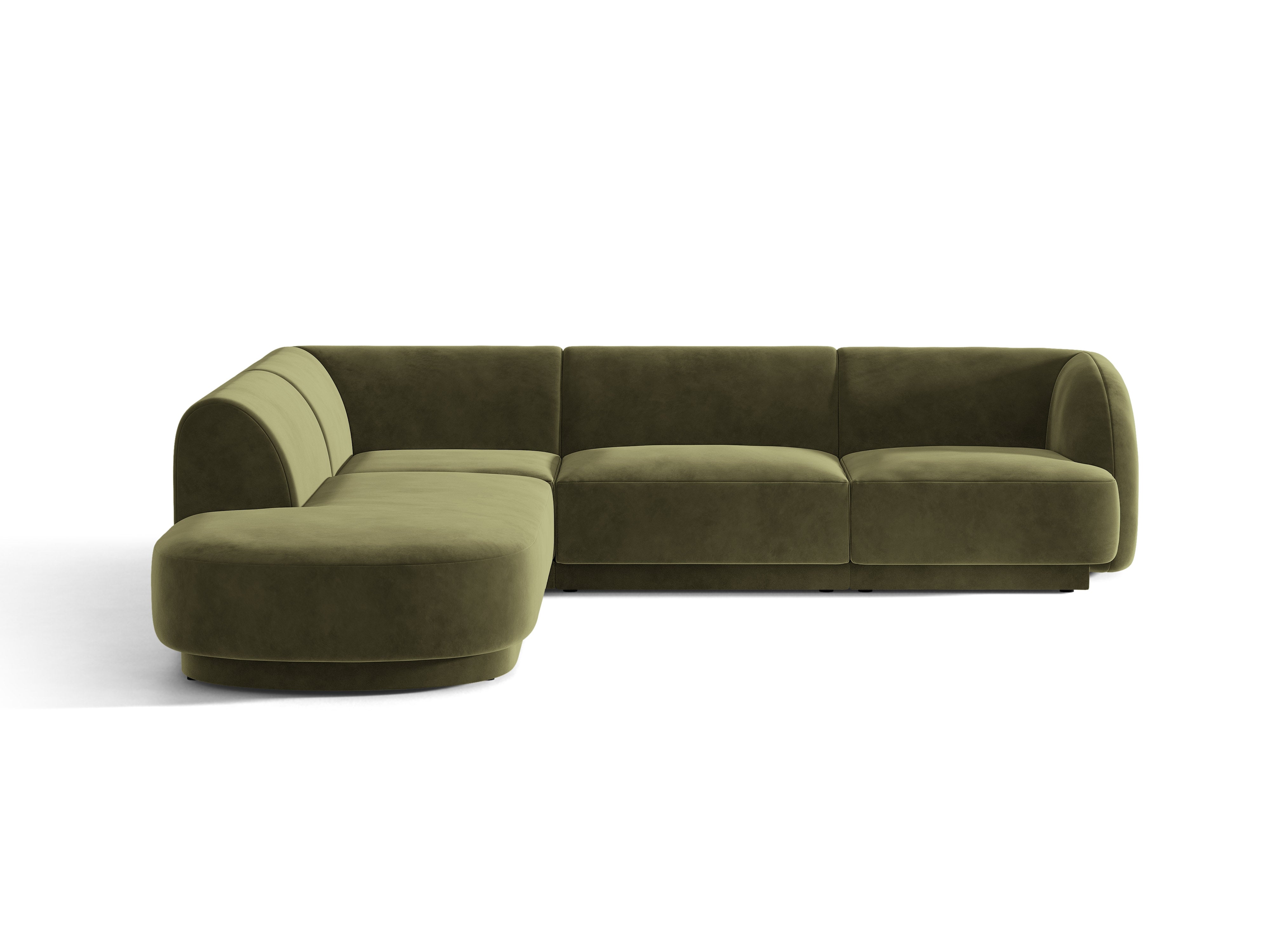 Velvet corner sofa for 6 people, left-sided, MILEY, green