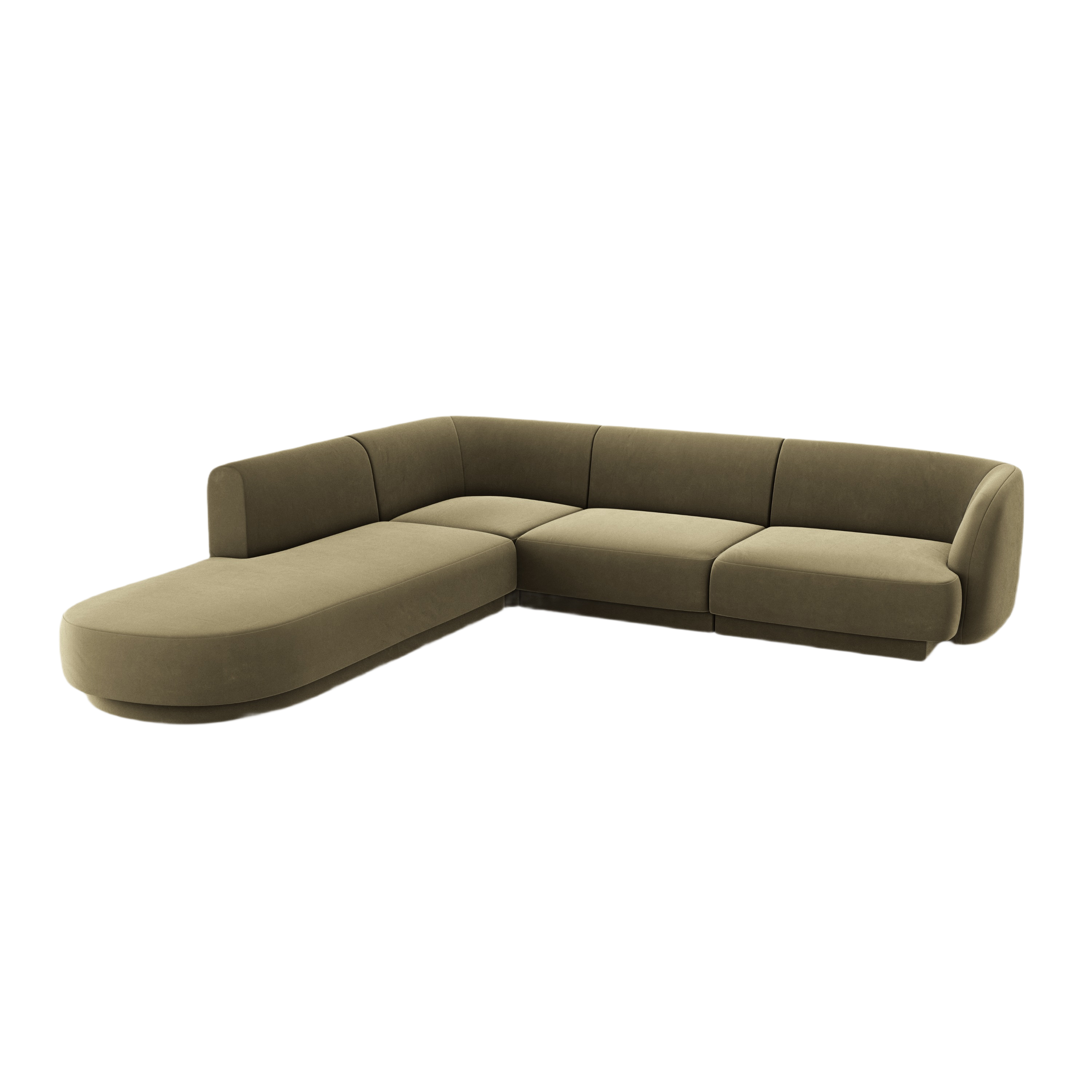 Samt-Ecksofa für 6 Personen links MILEY grün