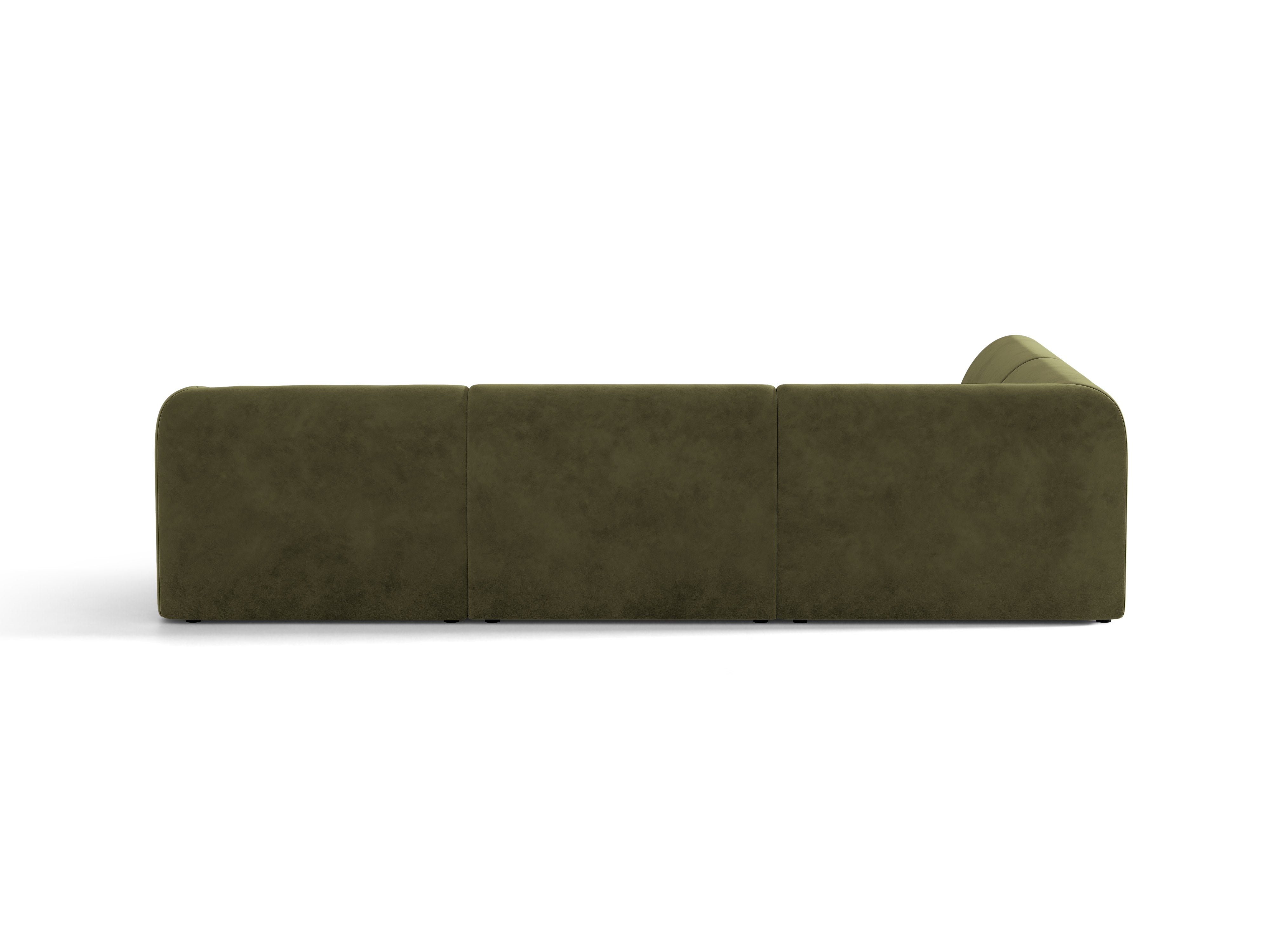 Velvet corner sofa for 6 people, left-sided, MILEY, green