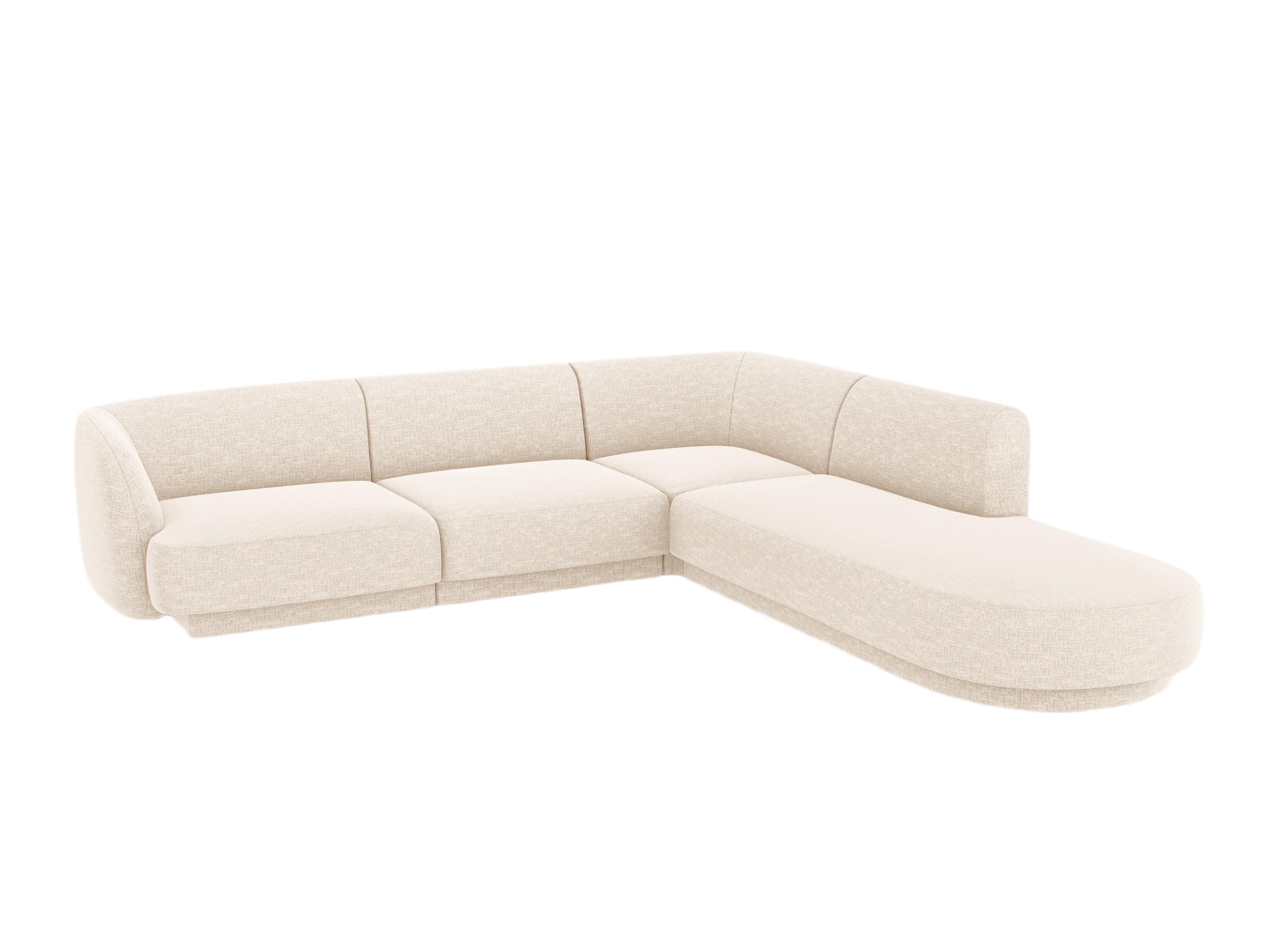Sechs-Sitzer rechtsseitiger Ecksofa MILEY hellbeige samtig