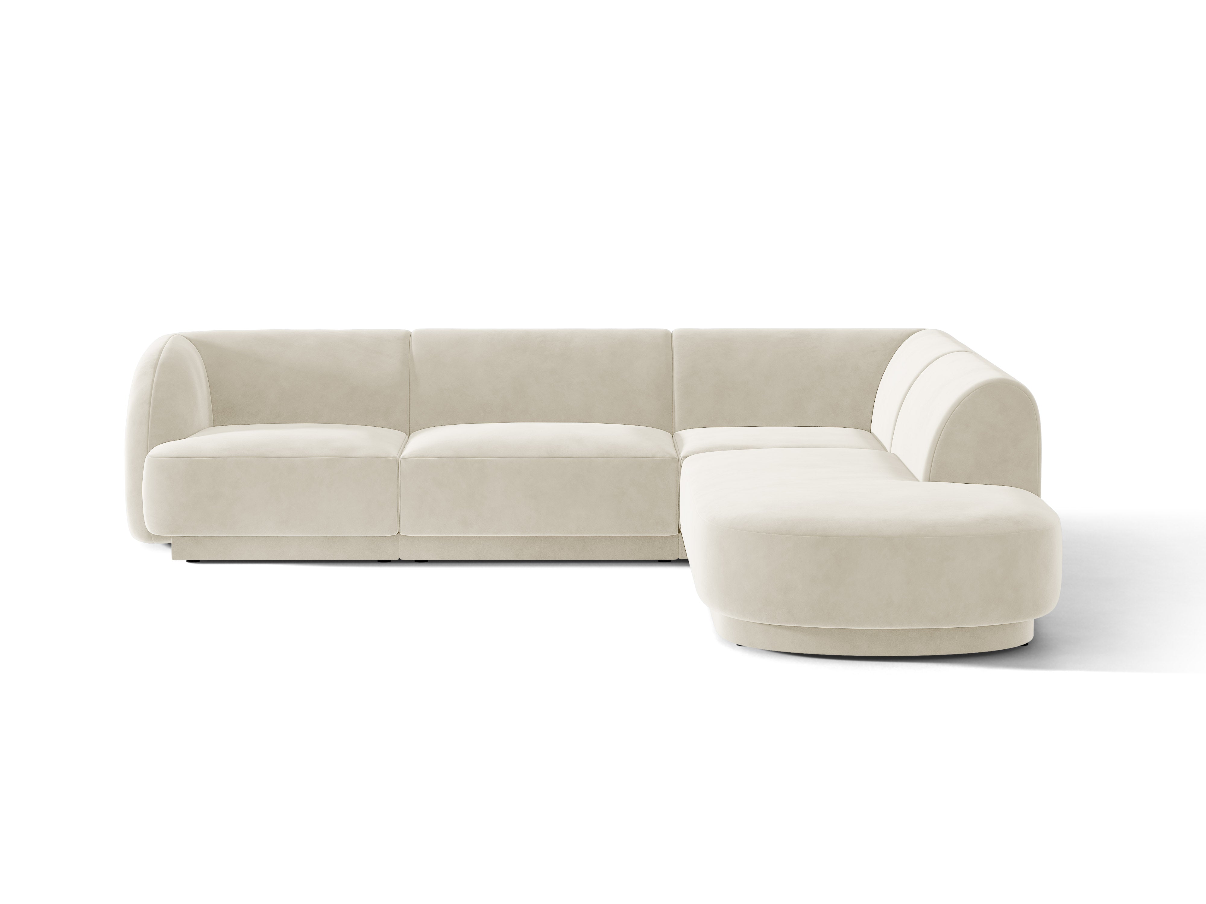 Velvet corner sofa for 6 people right-facing MILEY beige