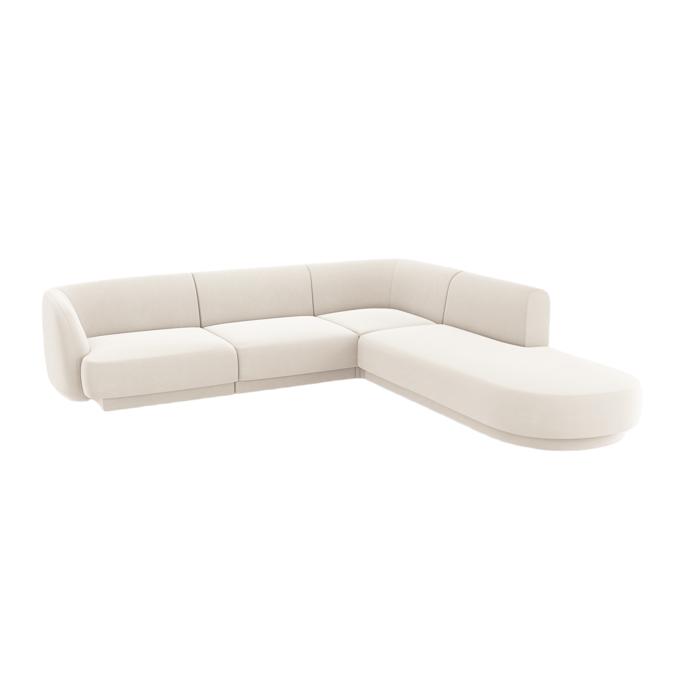 Samt-Ecksofa für 6 Personen rechts MILEY beige
