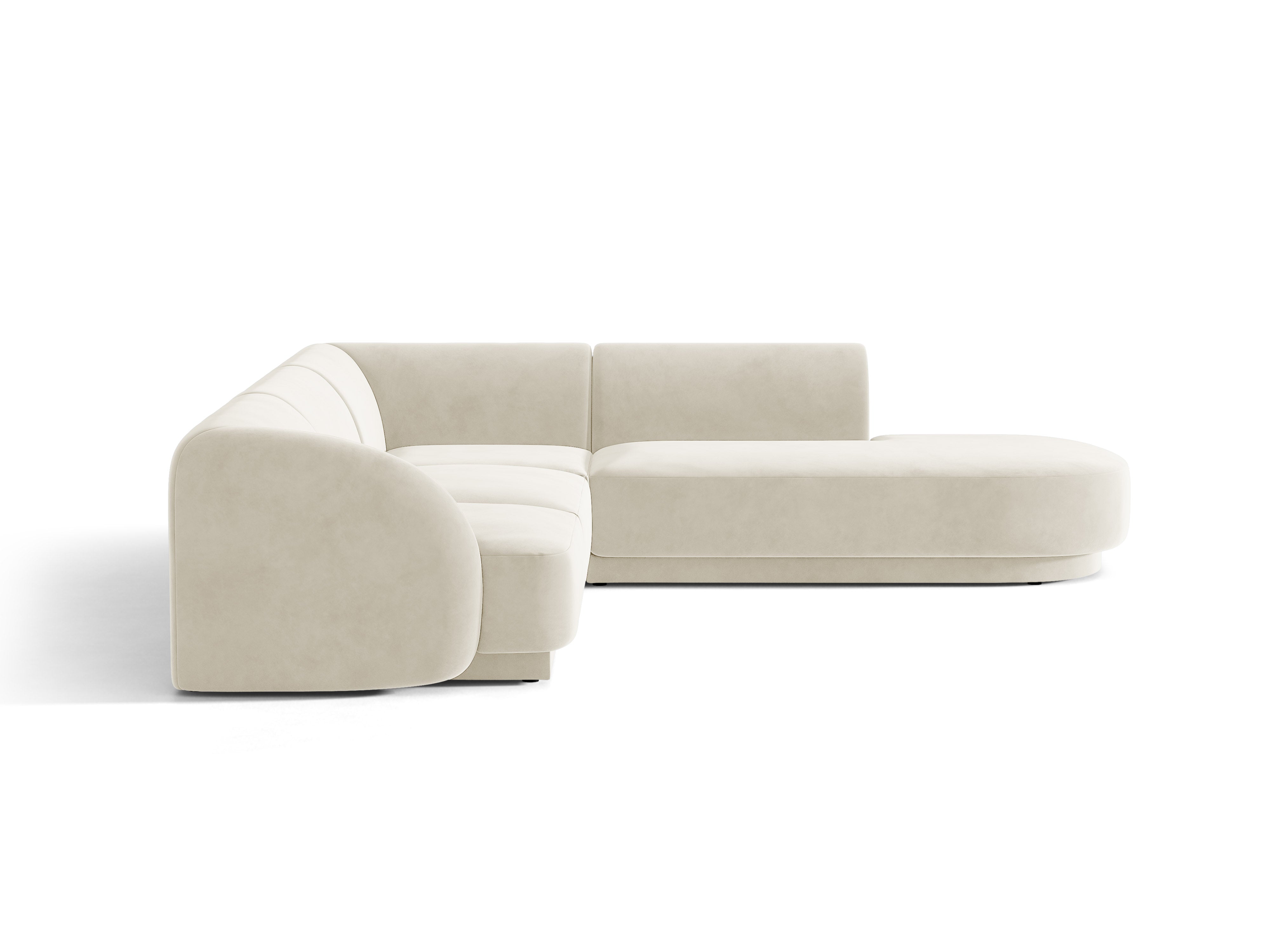 Velvet corner sofa for 6 people right-facing MILEY beige
