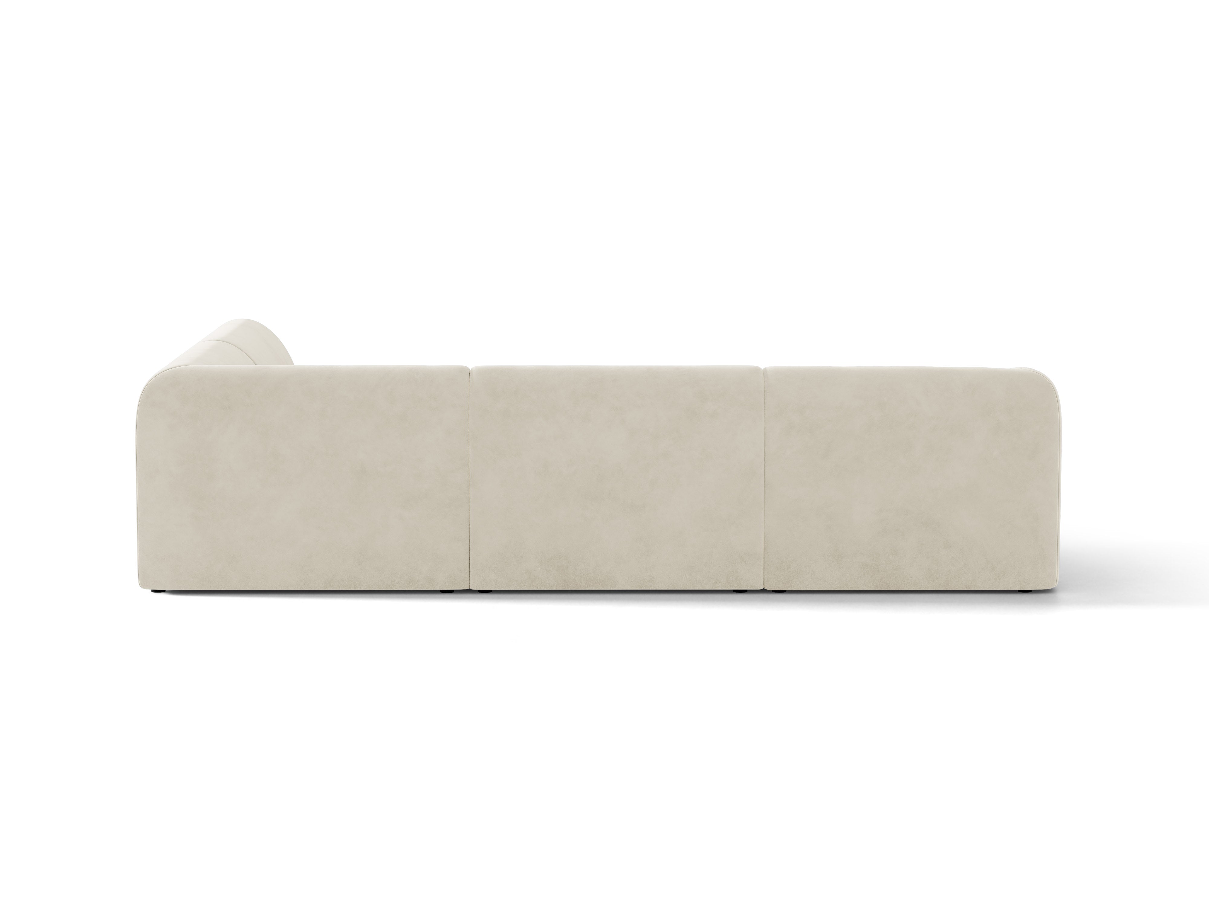 Velvet corner sofa for 6 people right-facing MILEY beige