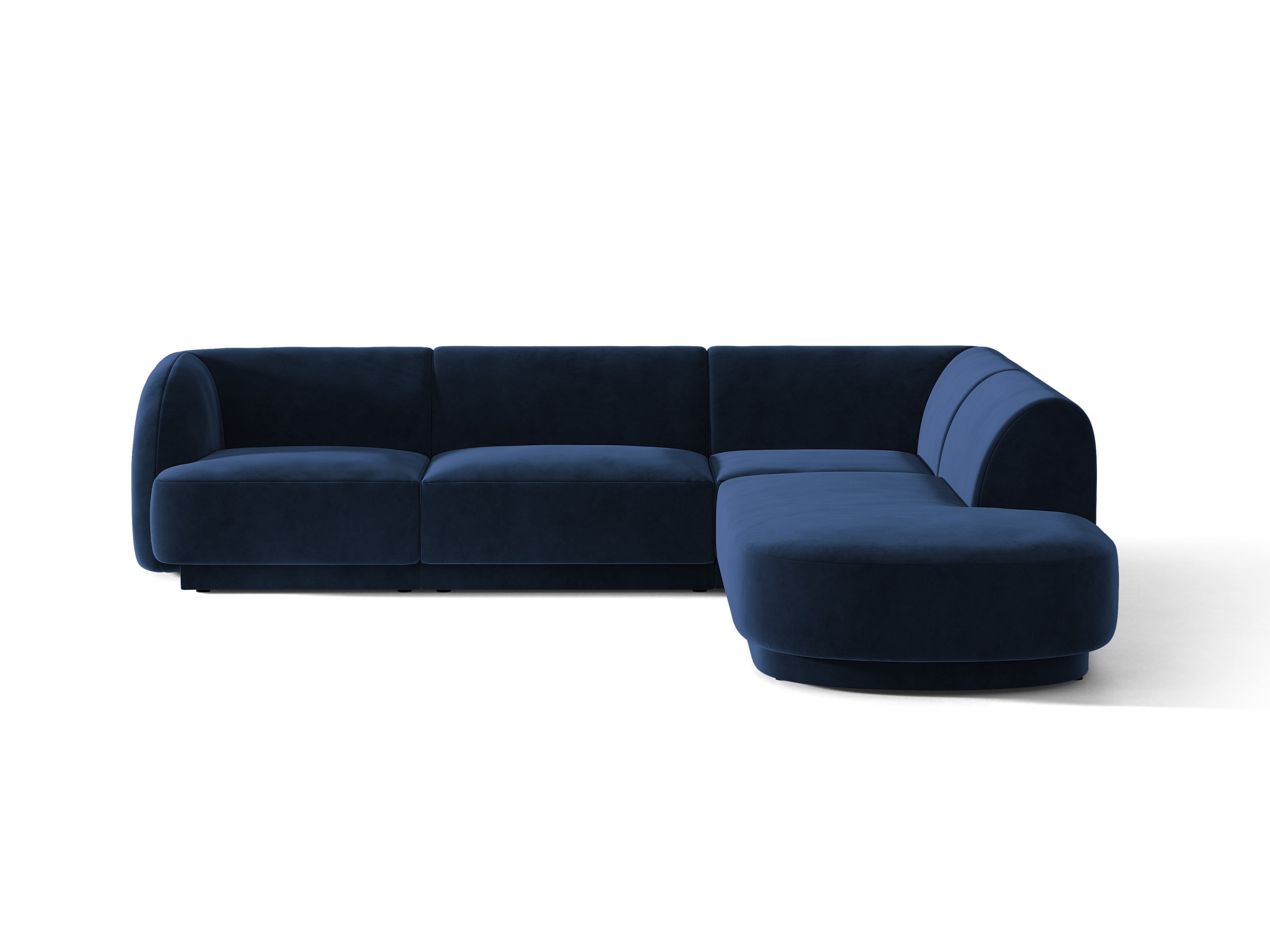 Velvet corner sofa for 6 people right-facing MILEY royal blue