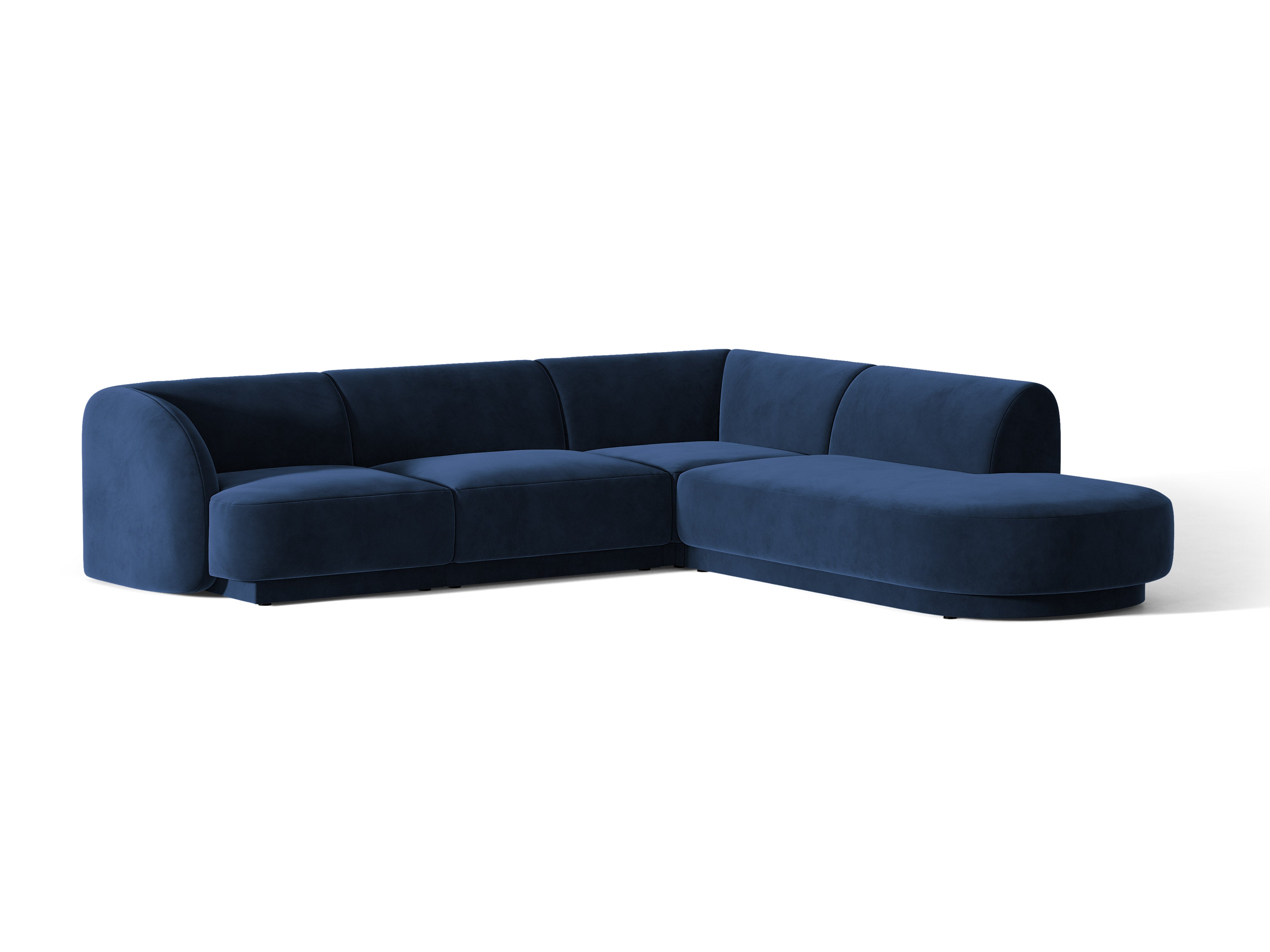 Velvet corner sofa for 6 people right-facing MILEY royal blue
