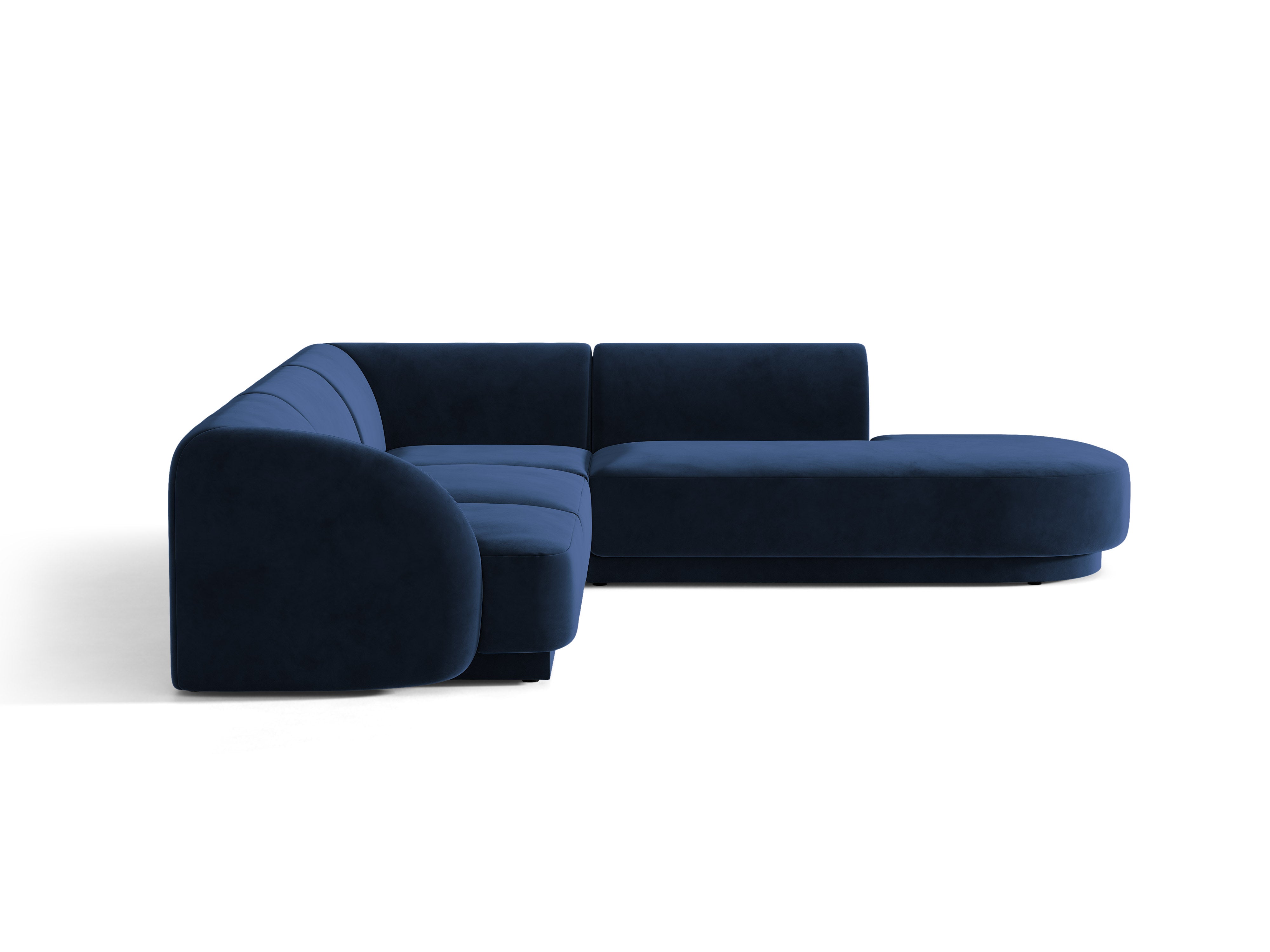 Velvet corner sofa for 6 people right-facing MILEY royal blue