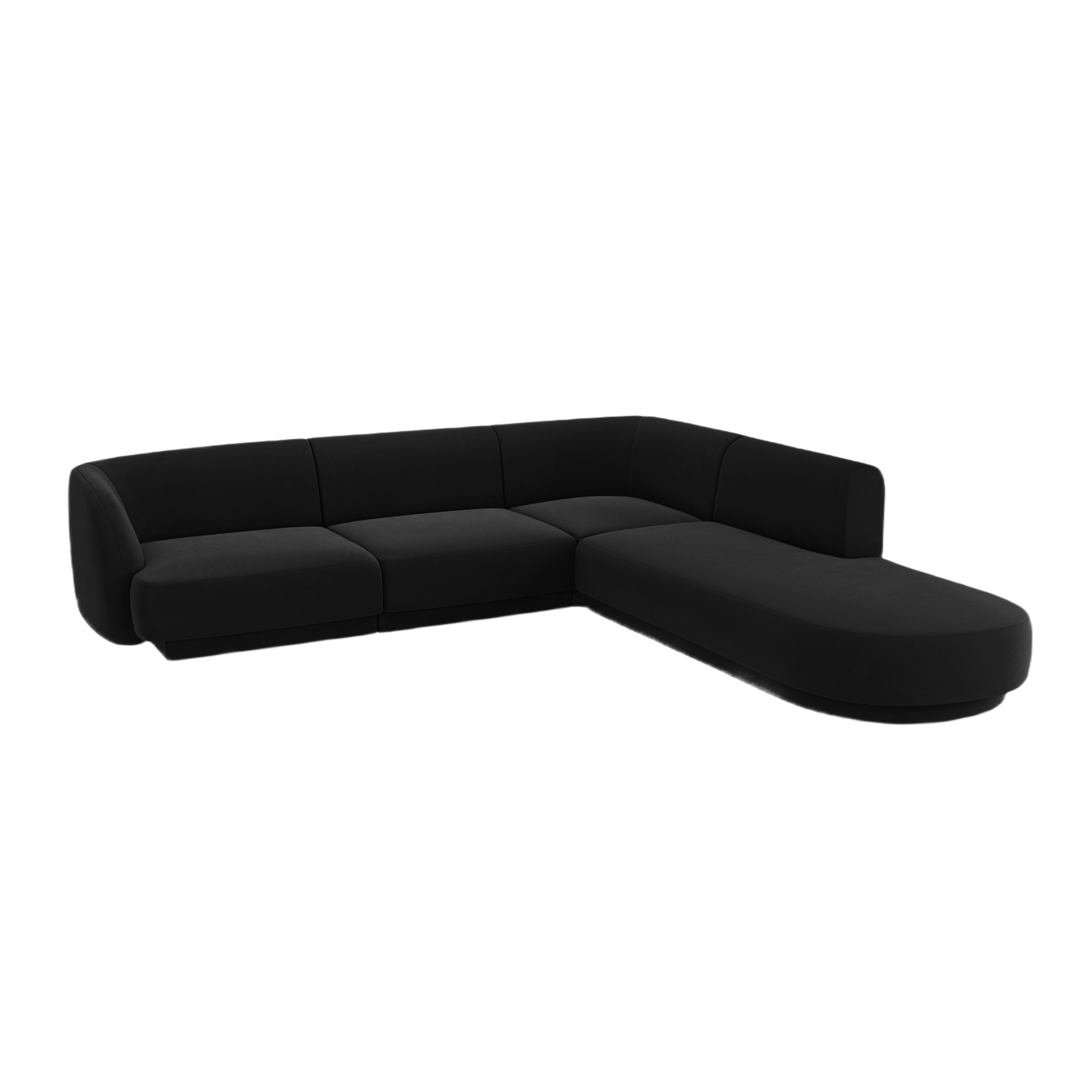 Velvet corner sofa for 6 people right-facing MILEY black