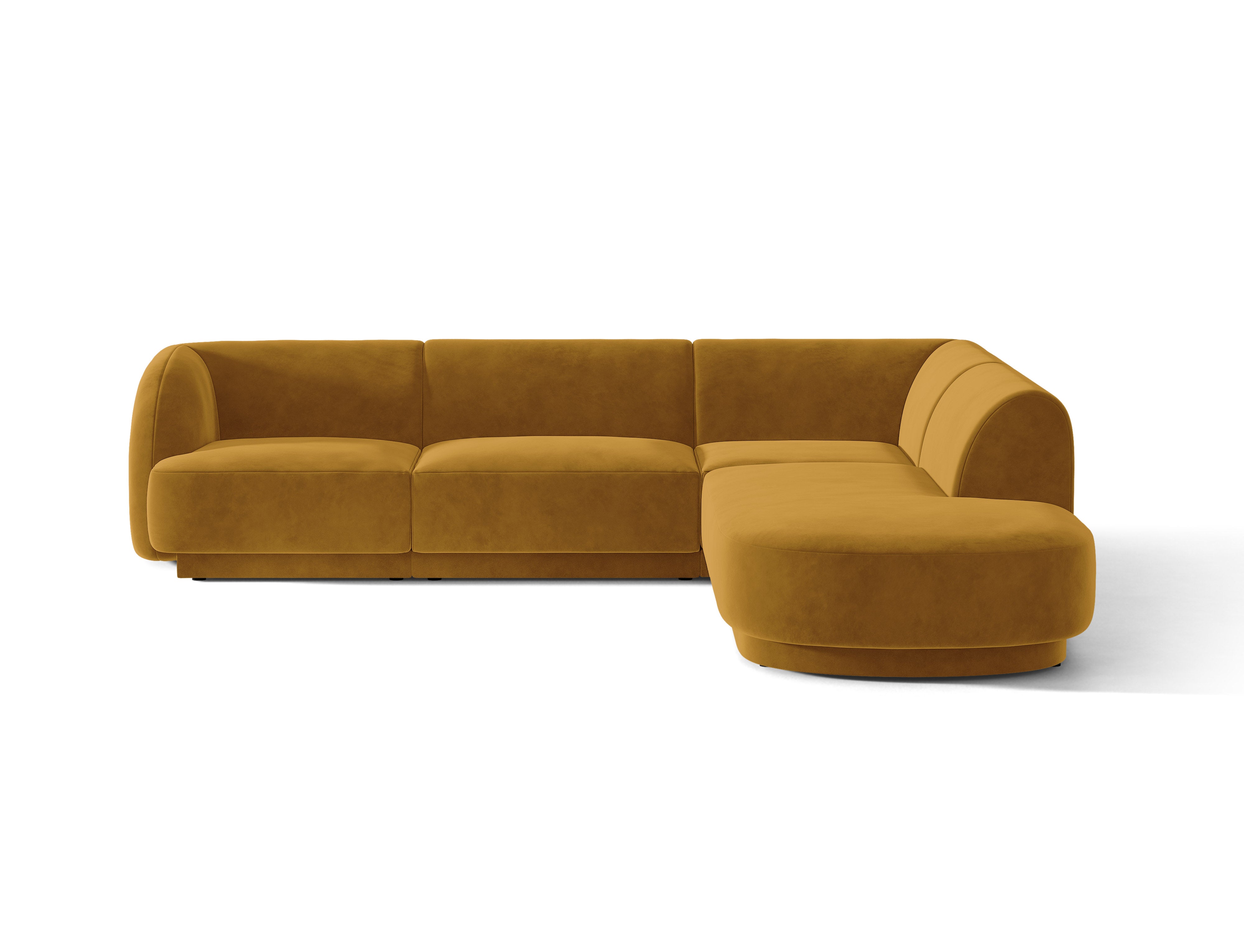 Velvet corner sofa for 6 people right-facing MILEY yellow