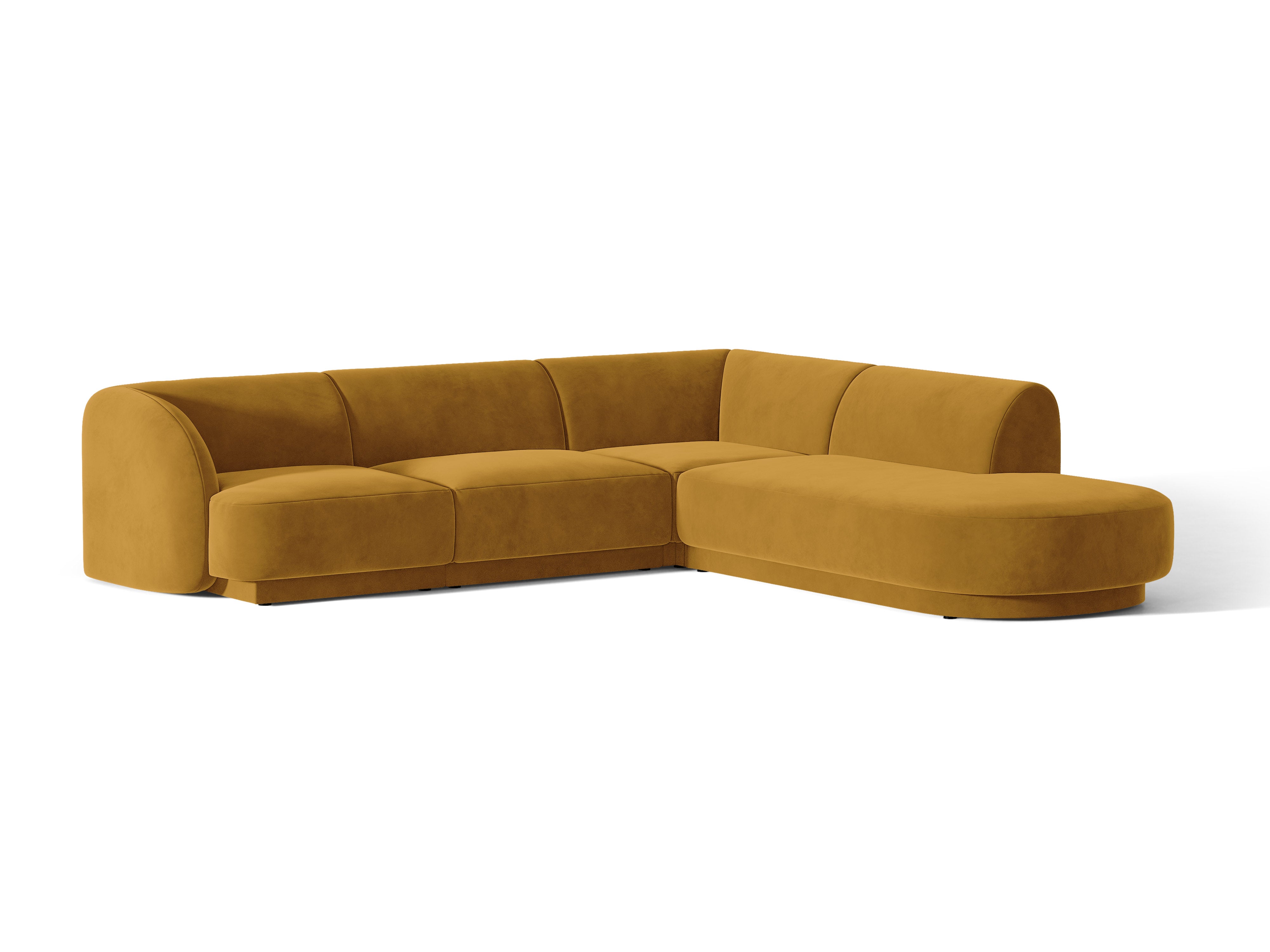 Velvet corner sofa for 6 people right-facing MILEY yellow