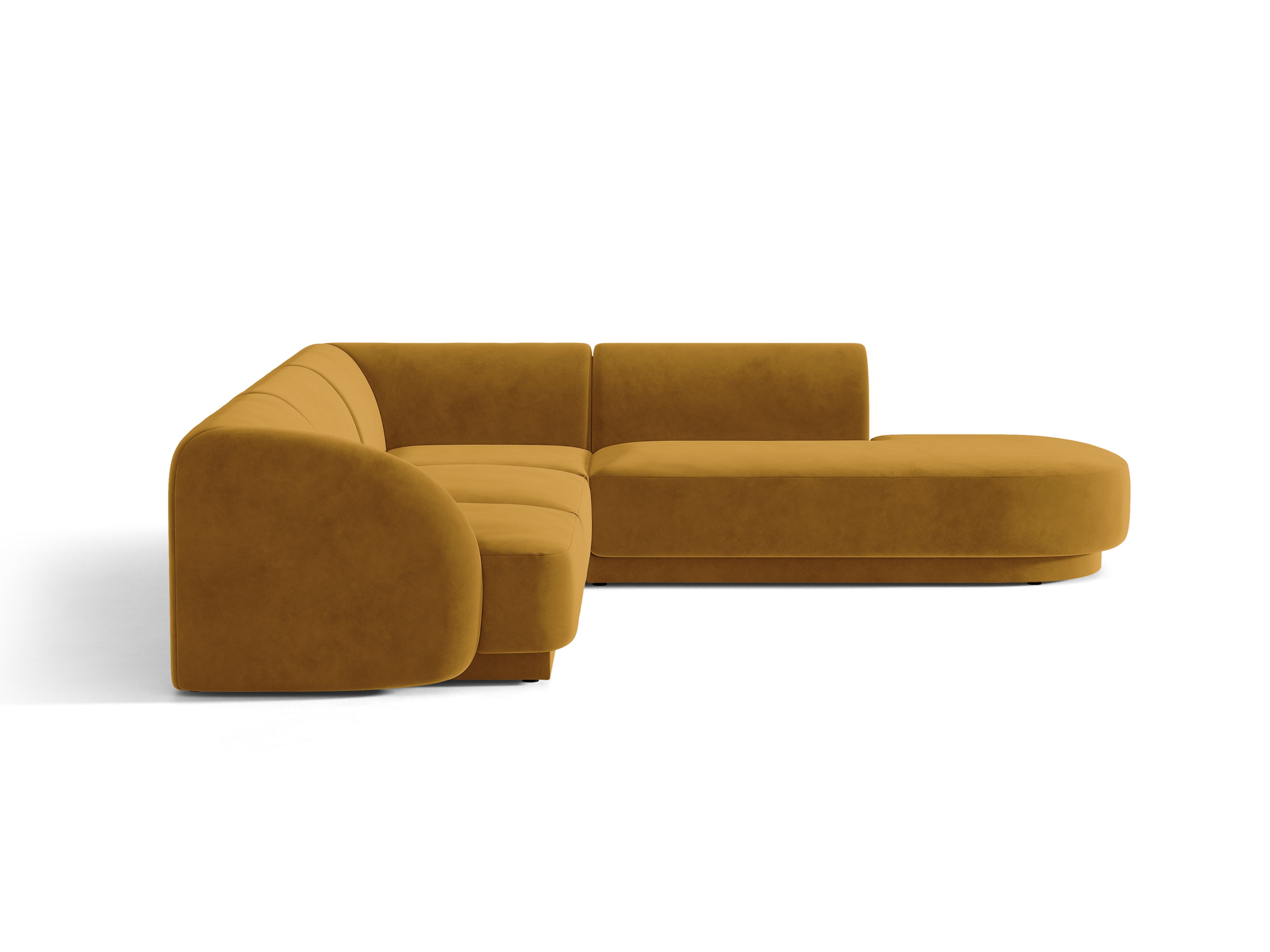 Velvet corner sofa for 6 people right-facing MILEY yellow
