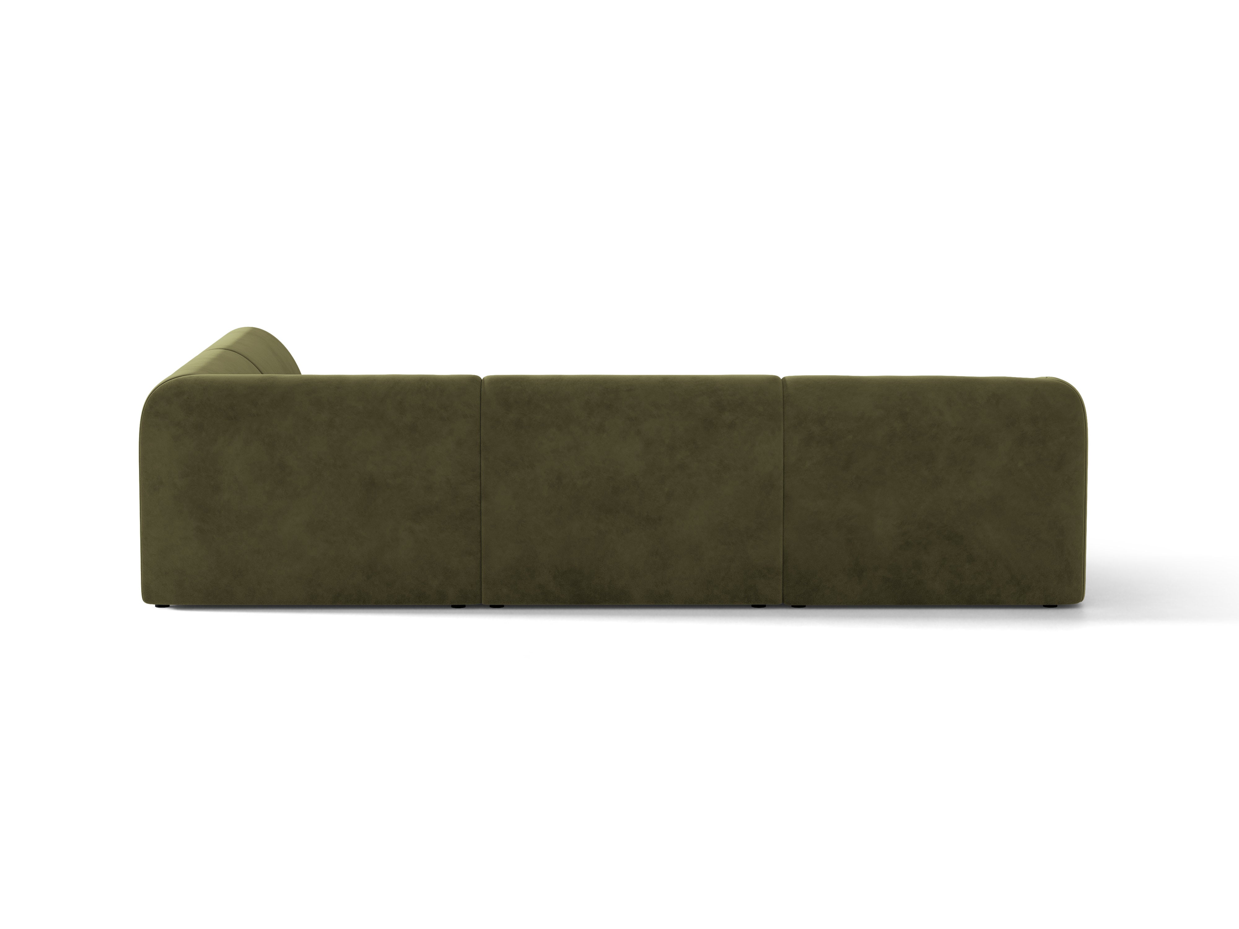 Velvet corner sofa for 6 people right-facing MILEY green