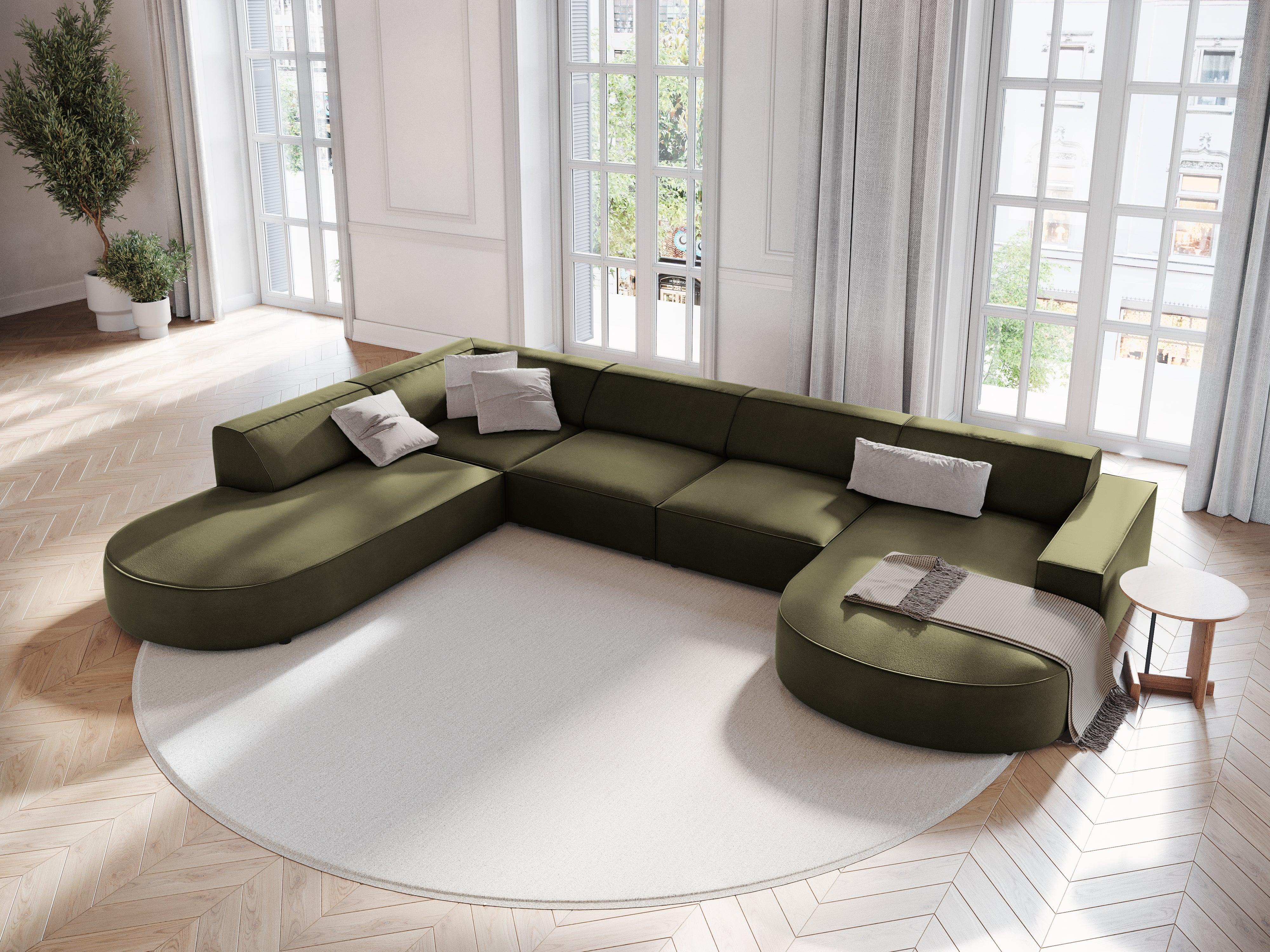 Sofa panoramiczna aksamitna lewostronna okrągła JODIE zielony Micadoni Eye on Design