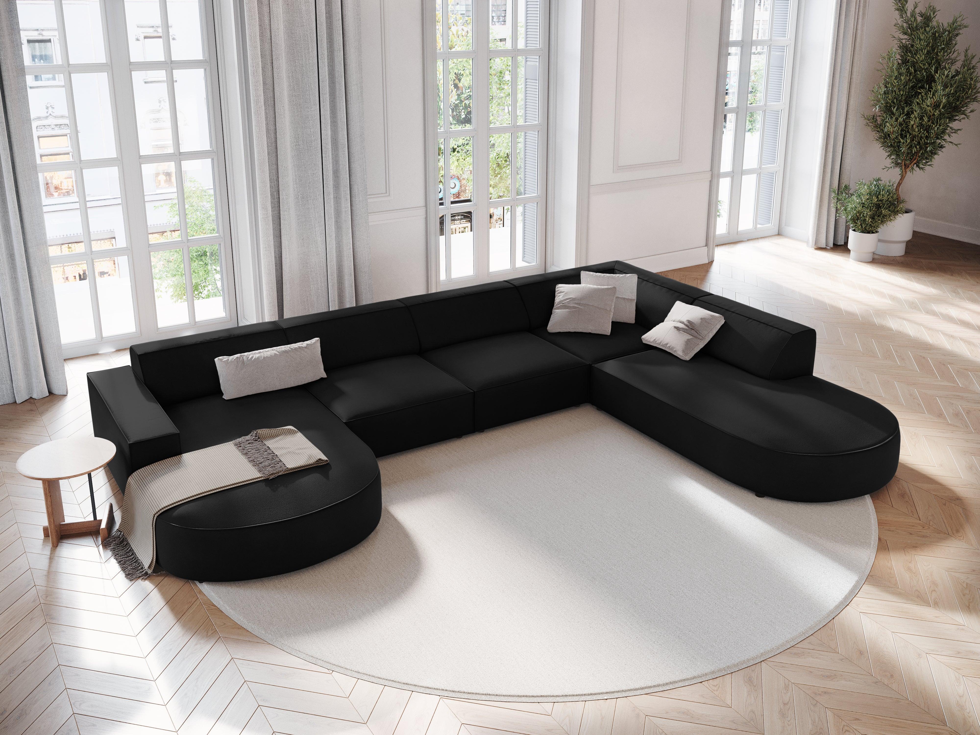 Sofa panoramiczna aksamitna prawostronna okrągła JODIE czarny Micadoni Eye on Design