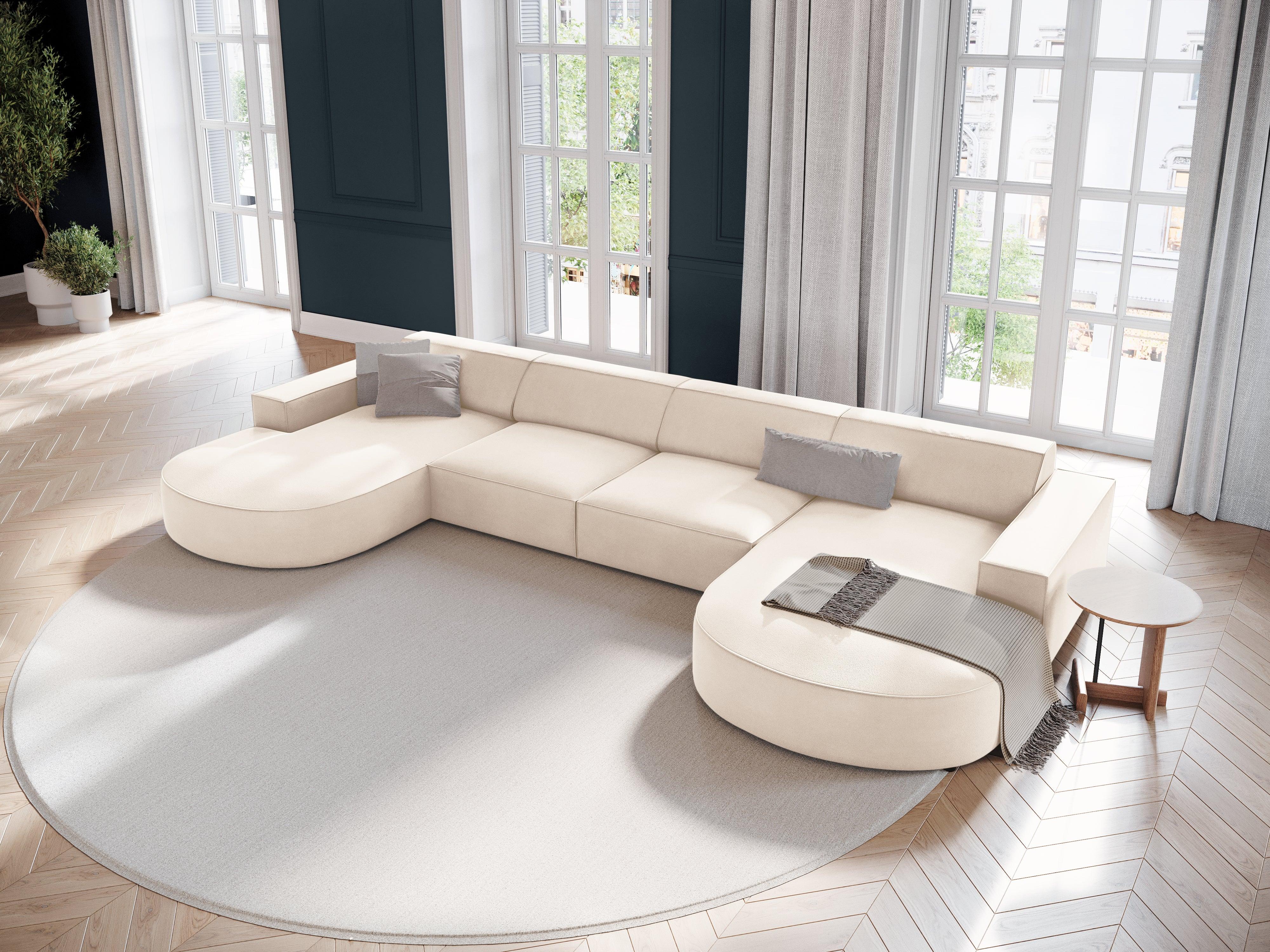 Sofa aksamitna panoramiczna okrągła JODIE jasnobeżowy Micadoni Eye on Design