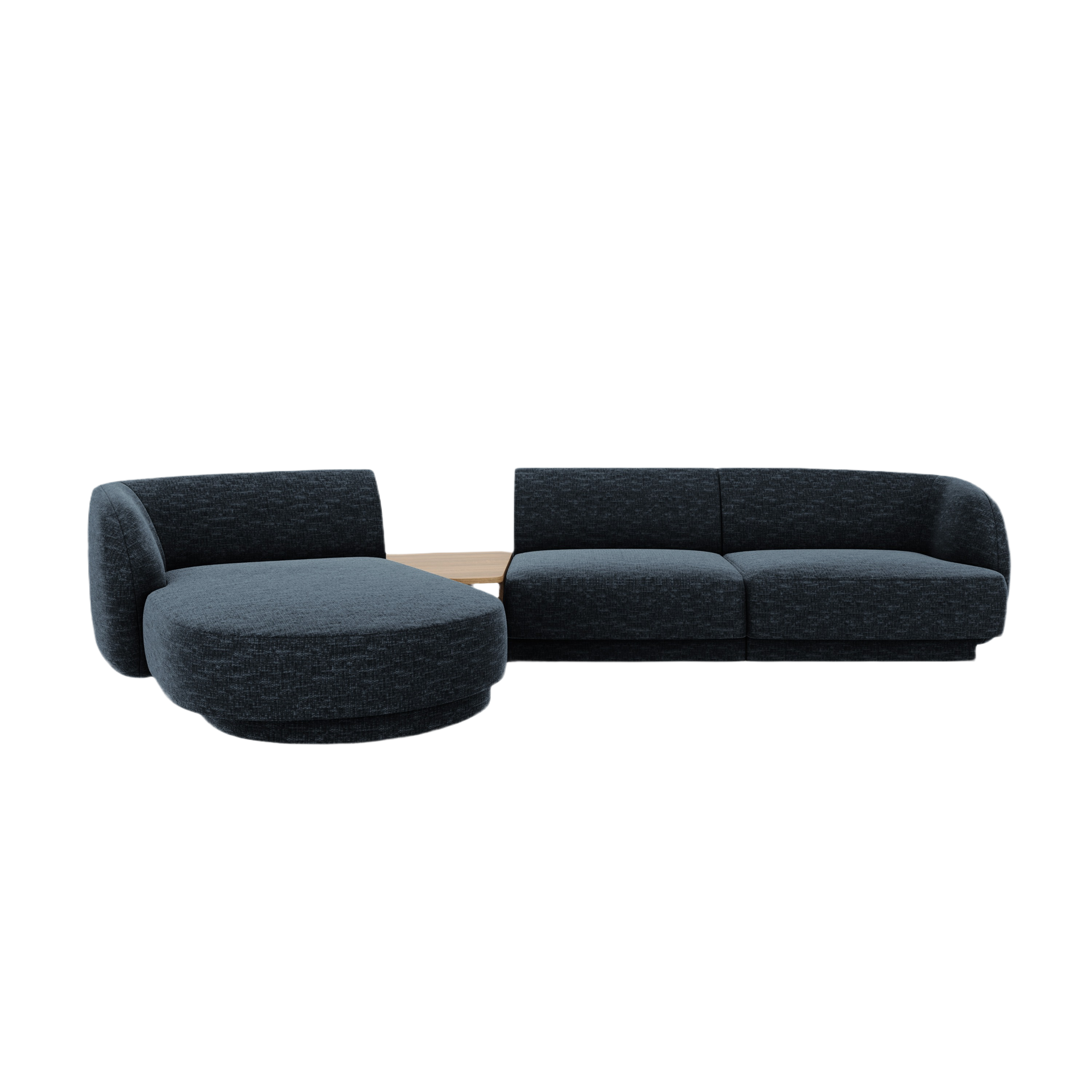 Modulares Ecksofa mit Tisch 3-sitzig links MILEY königsblau samtig