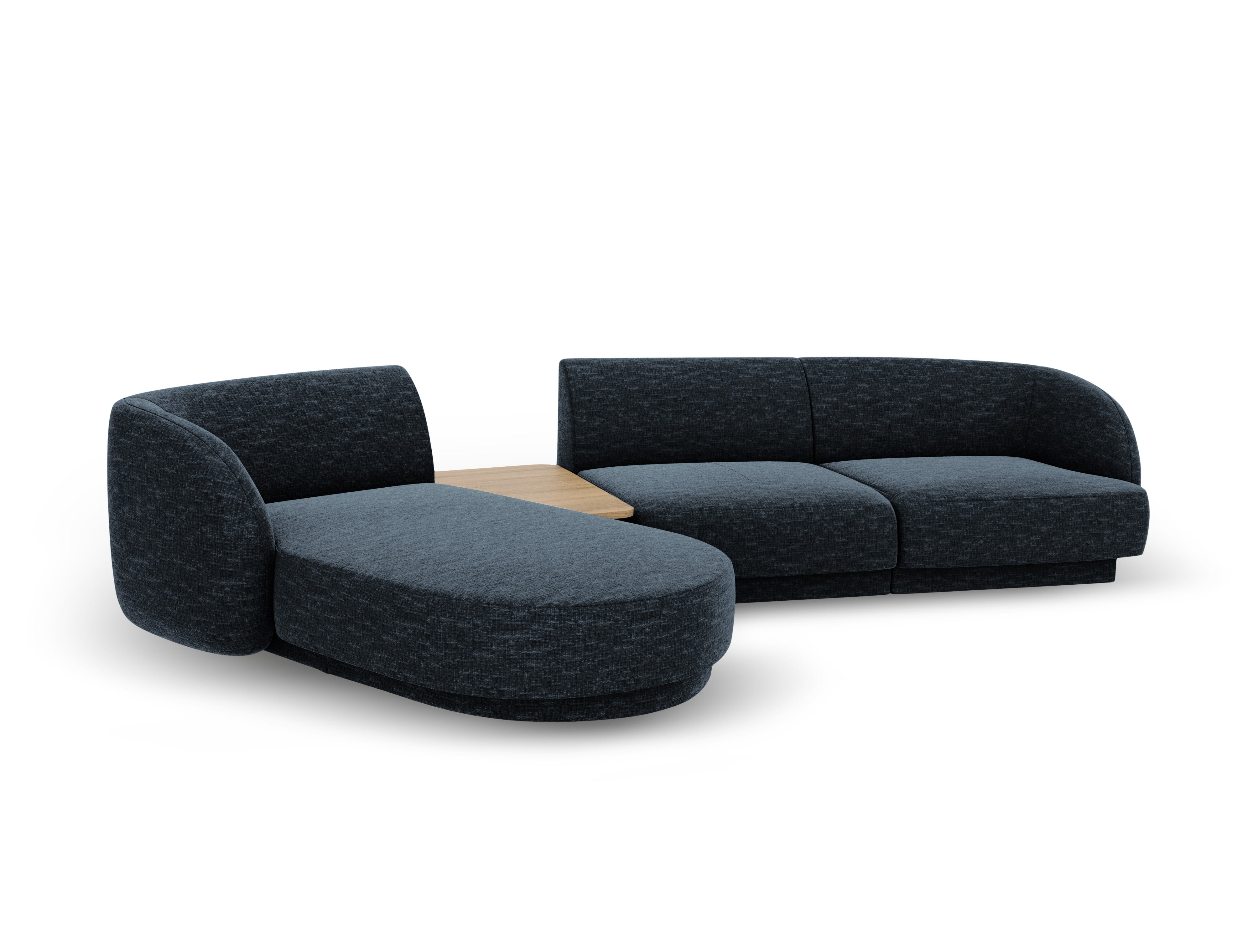 Modulares Ecksofa mit Tisch 3-sitzig links MILEY königsblau samtig