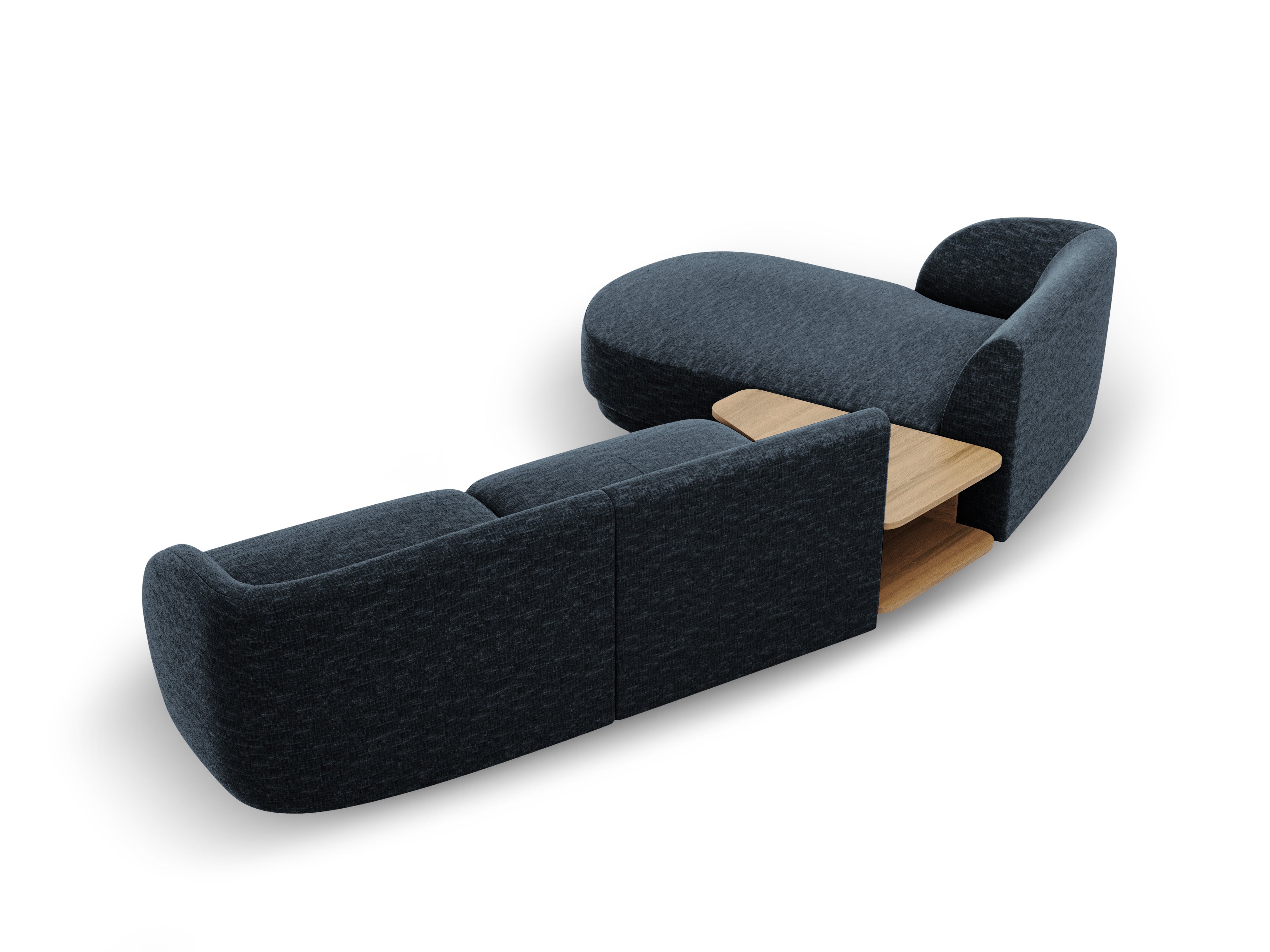 Modulares Ecksofa mit Tisch 3-sitzig links MILEY königsblau samtig