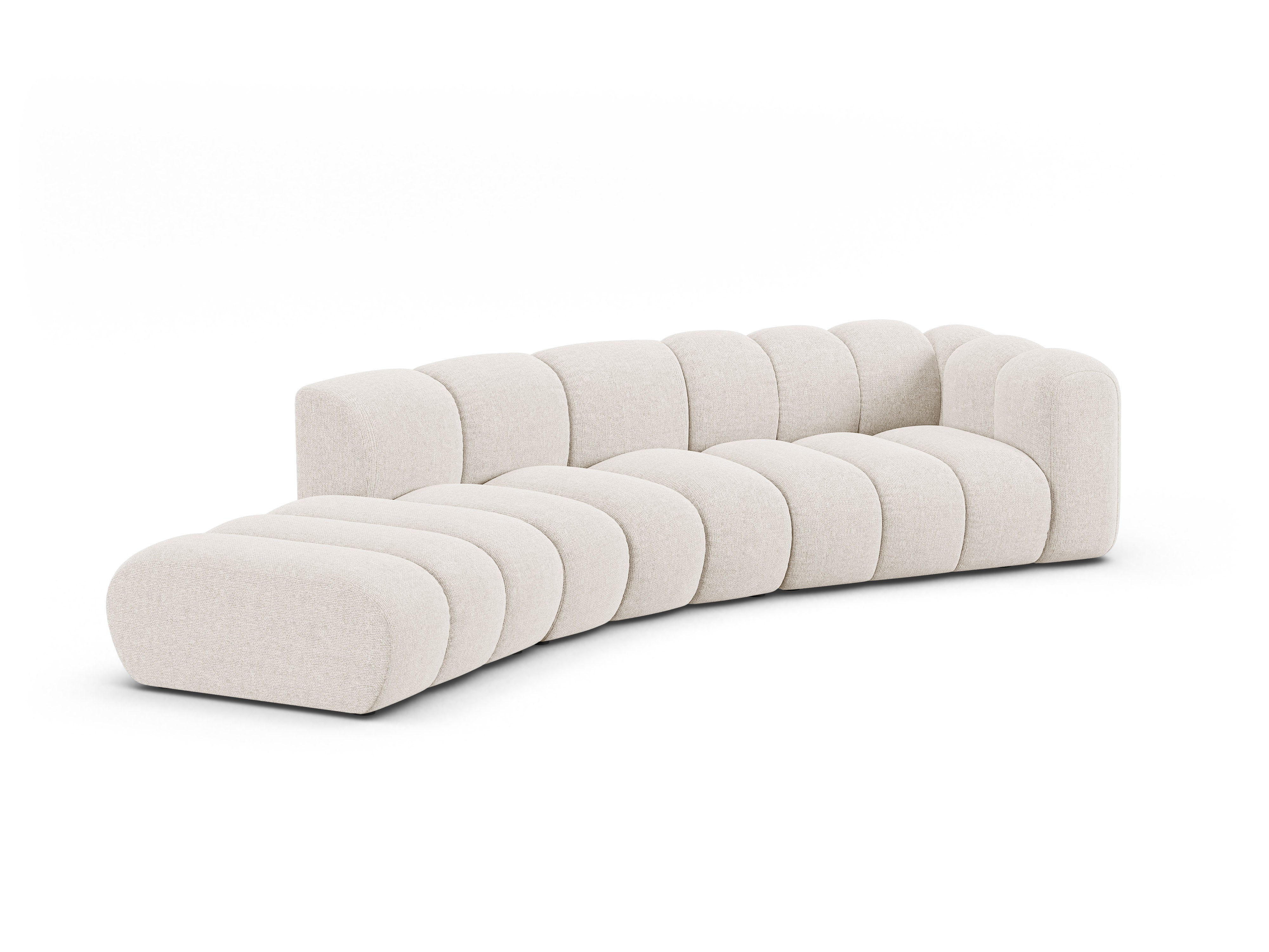 5-seater left-facing LUPINE sofa in light beige chenille