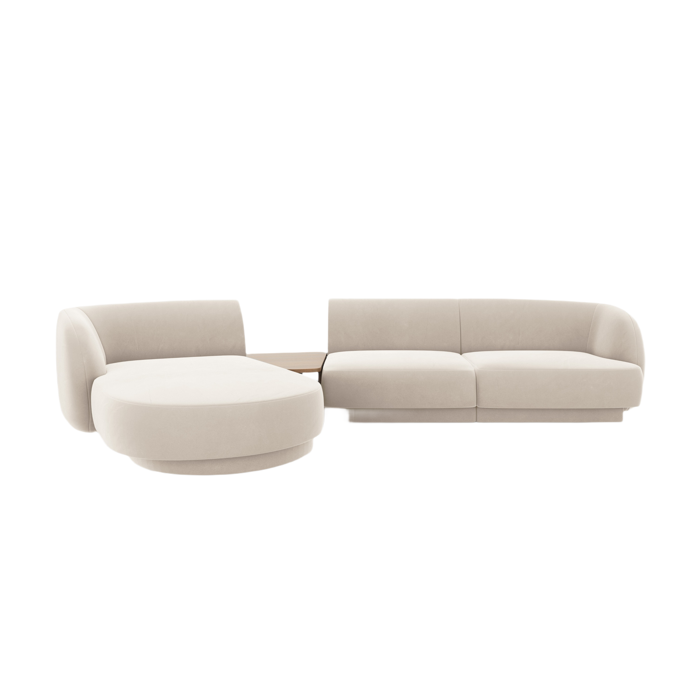 Modulares Ecksofa mit Tisch 3-sitzig links MILEY hellbeige