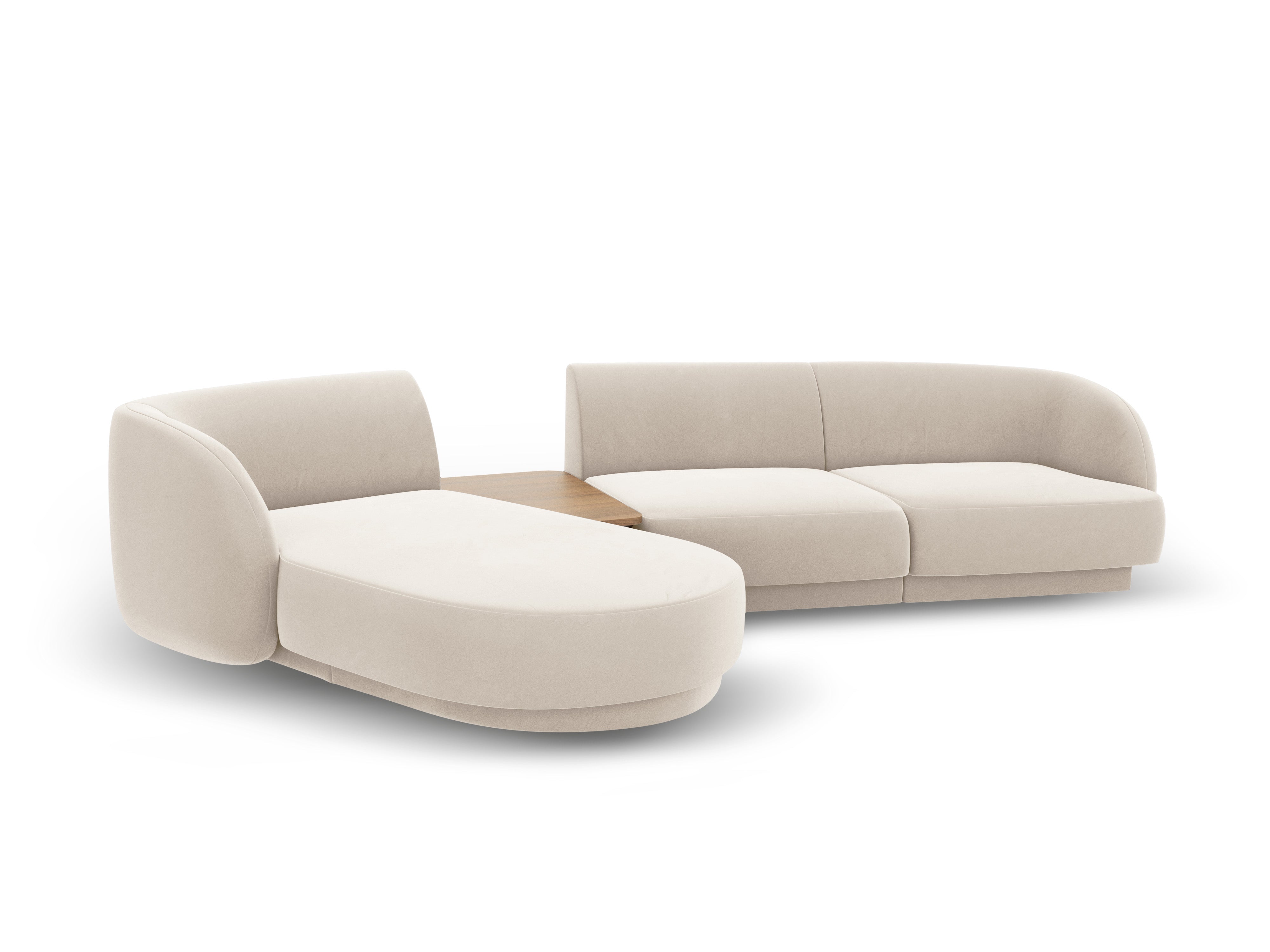 Modulares Ecksofa mit Tisch 3-sitzig links MILEY hellbeige