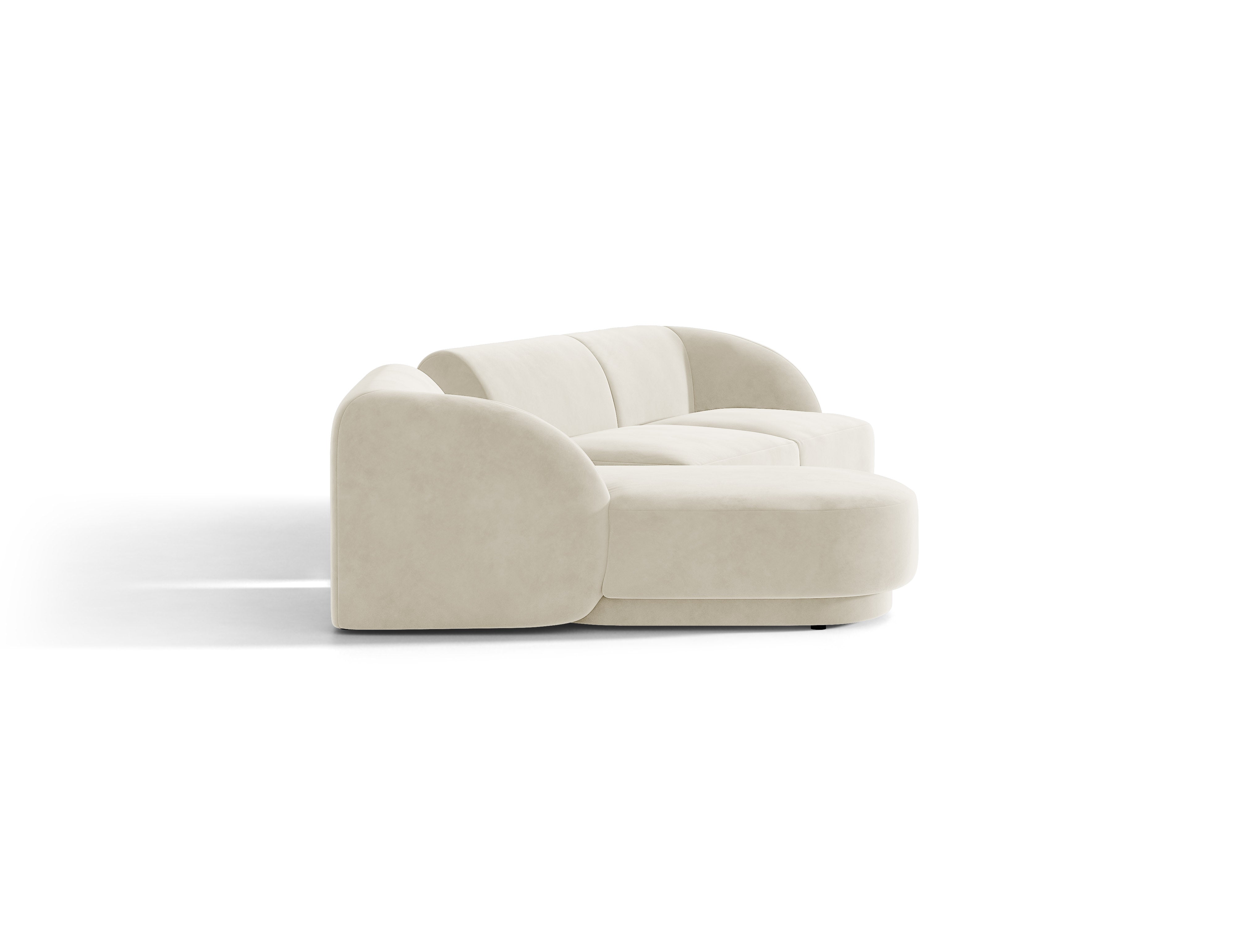 Narożnik modułowy ze stolikiem 3-osobowy lewostronny MILEY jasnobeżowy – sofa narożna