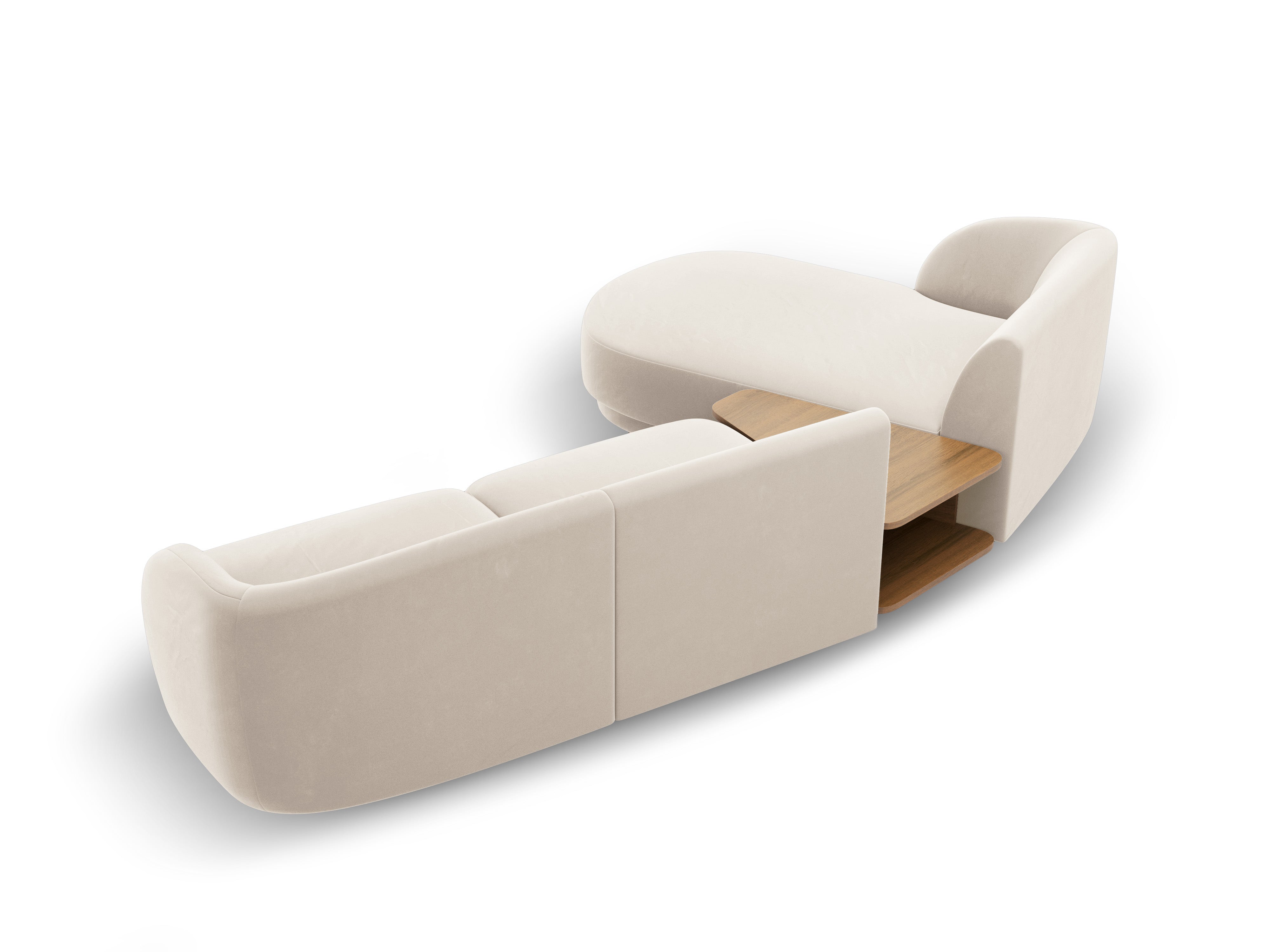 Modulares Ecksofa mit Tisch 3-sitzig links MILEY hellbeige