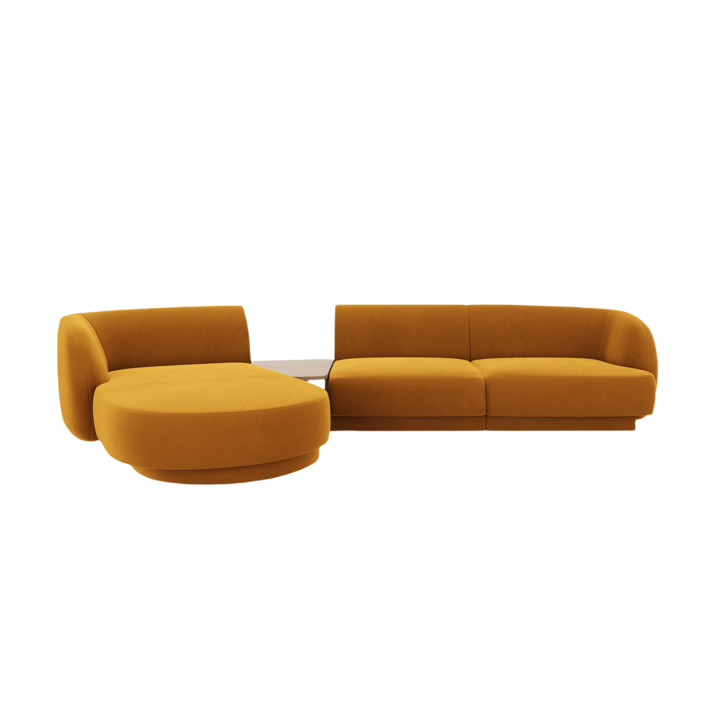 Modulares Ecksofa mit Tisch, 3-Sitzer, links, MILEY, gelb