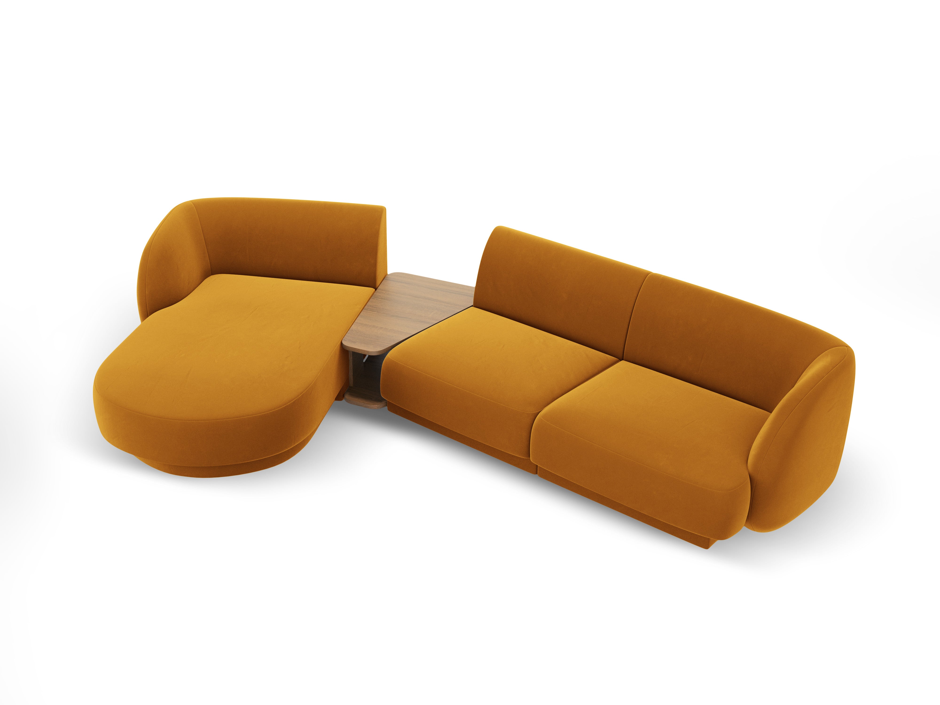 Modulares Ecksofa mit Tisch, 3-Sitzer, links, MILEY, gelb