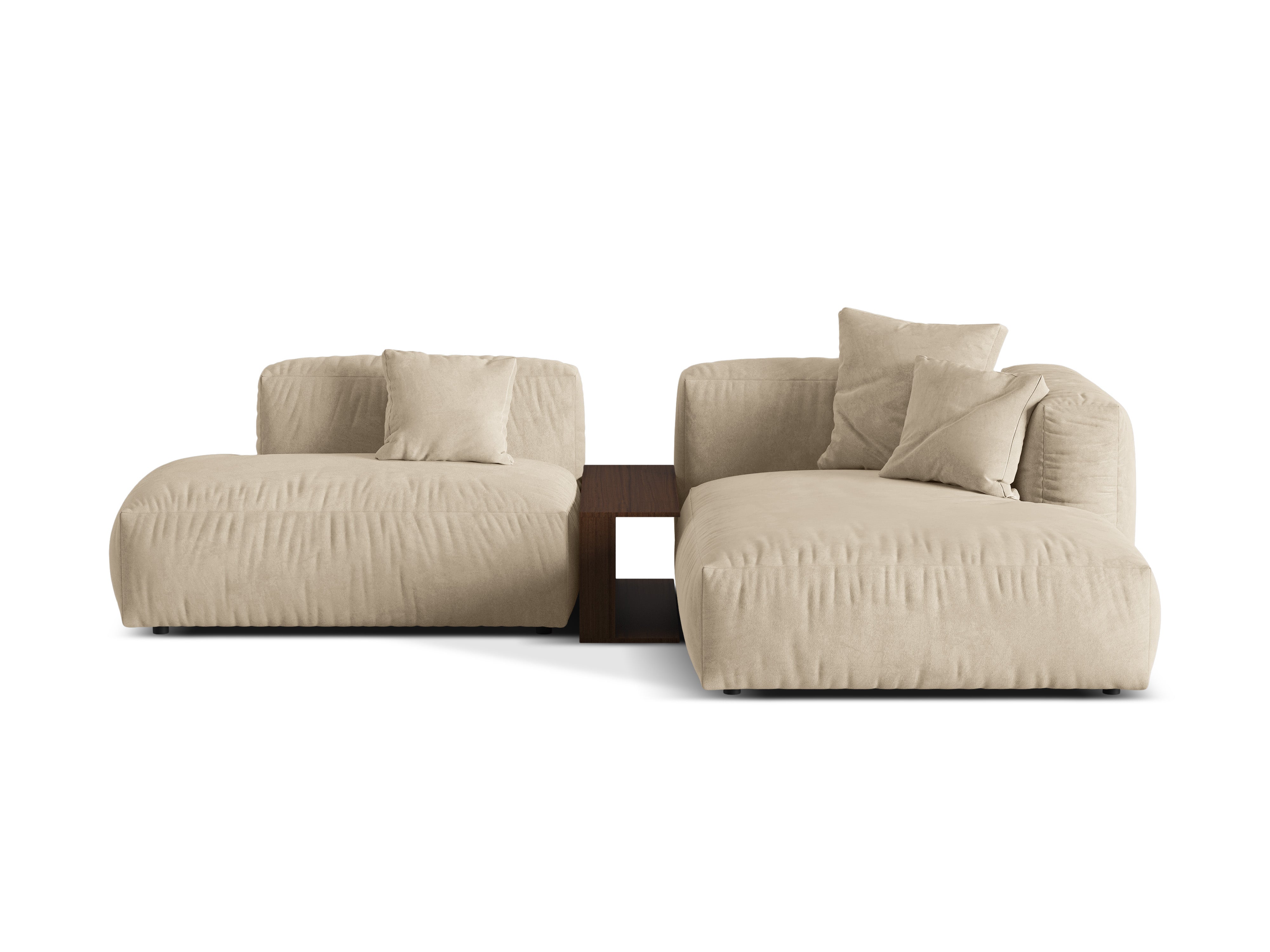 Right -sided velvet corner with Martin Jasnobeżowy table