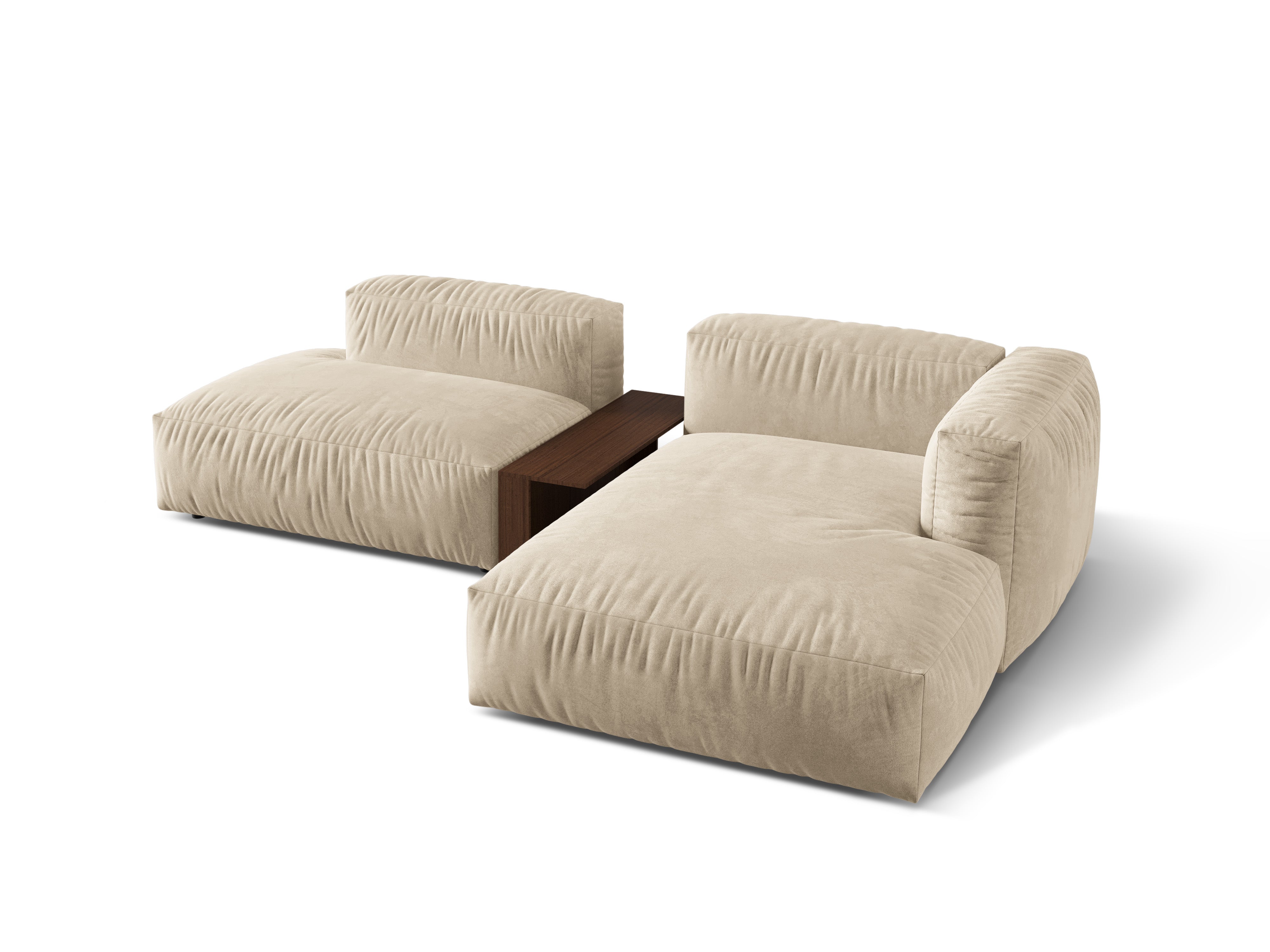 Right -sided velvet corner with Martin Jasnobeżowy table