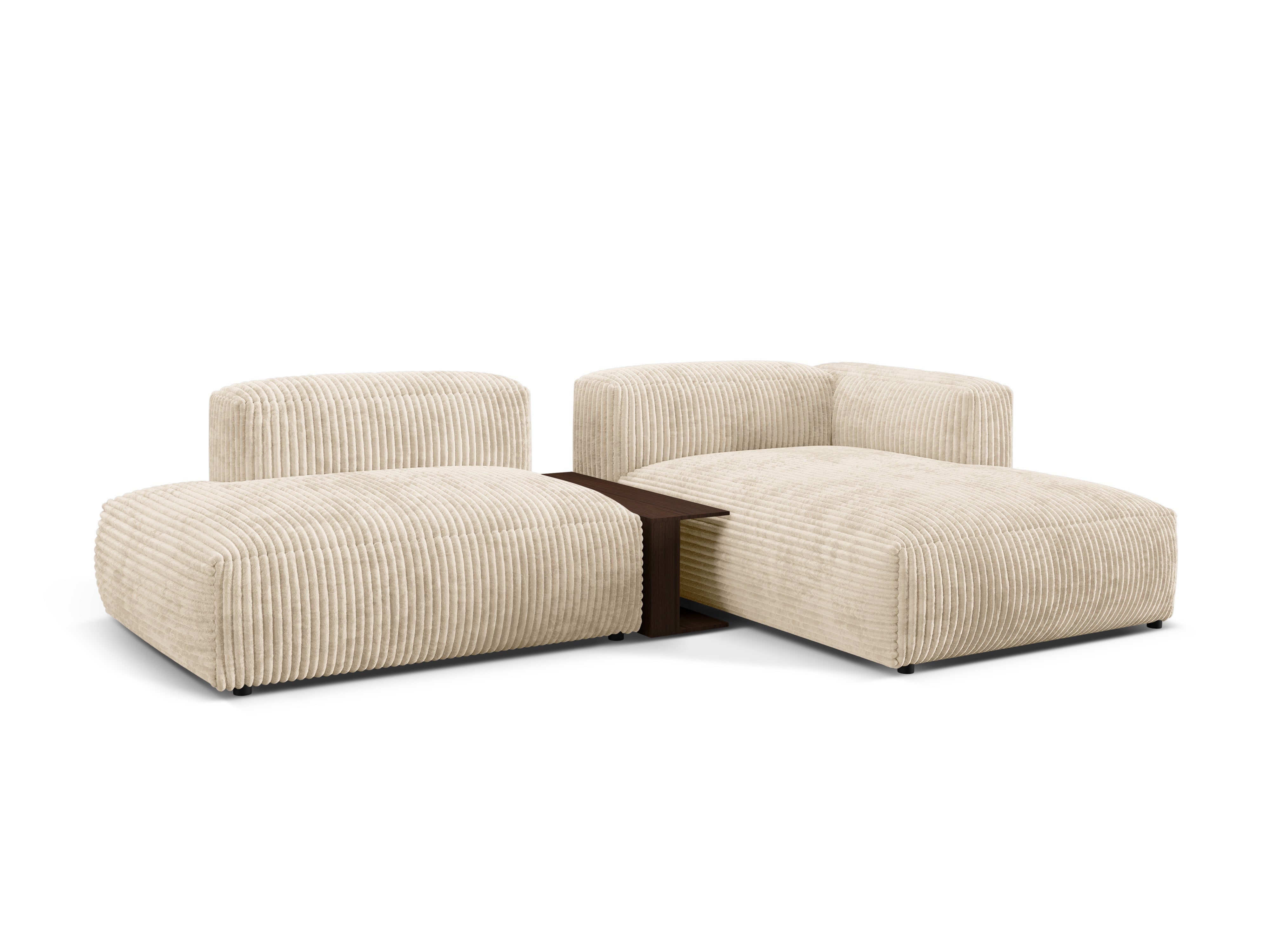 Right -sided corner with a Martin table light beige corduroy